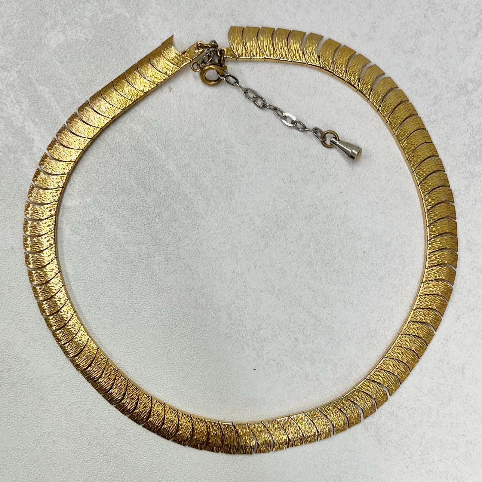 Vintage Gold Plated Textured Snake Link Chain Collar Necklace 1970’s - 1980’s Statement Power Chain 14” with a 2” Extender 9mm Wide TheGreenGlassGemShop