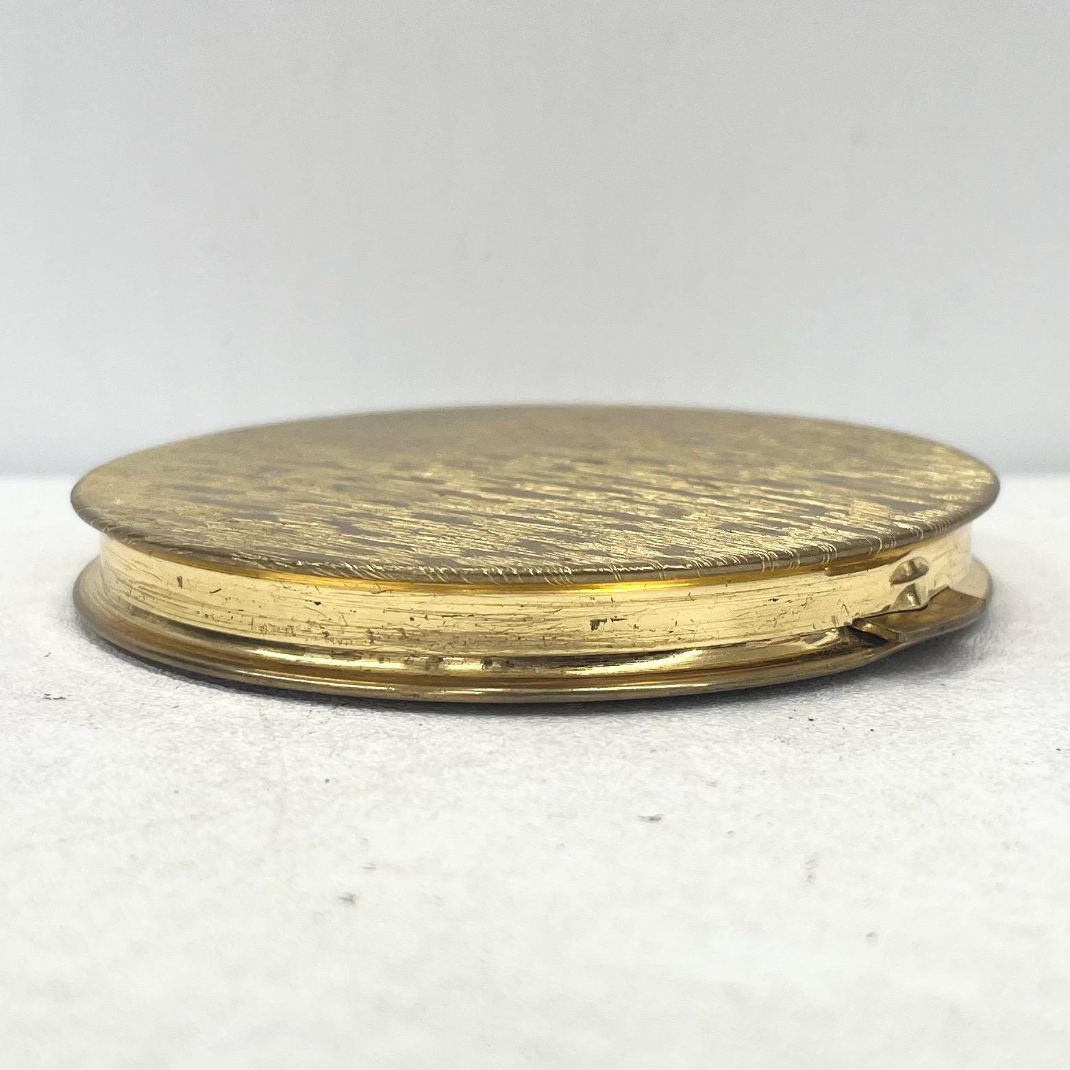 Vintage 1950’s 1960’s Emrich Gold Tone Brutalist Compact with Interior Mirror TheGreenGlassGemShop