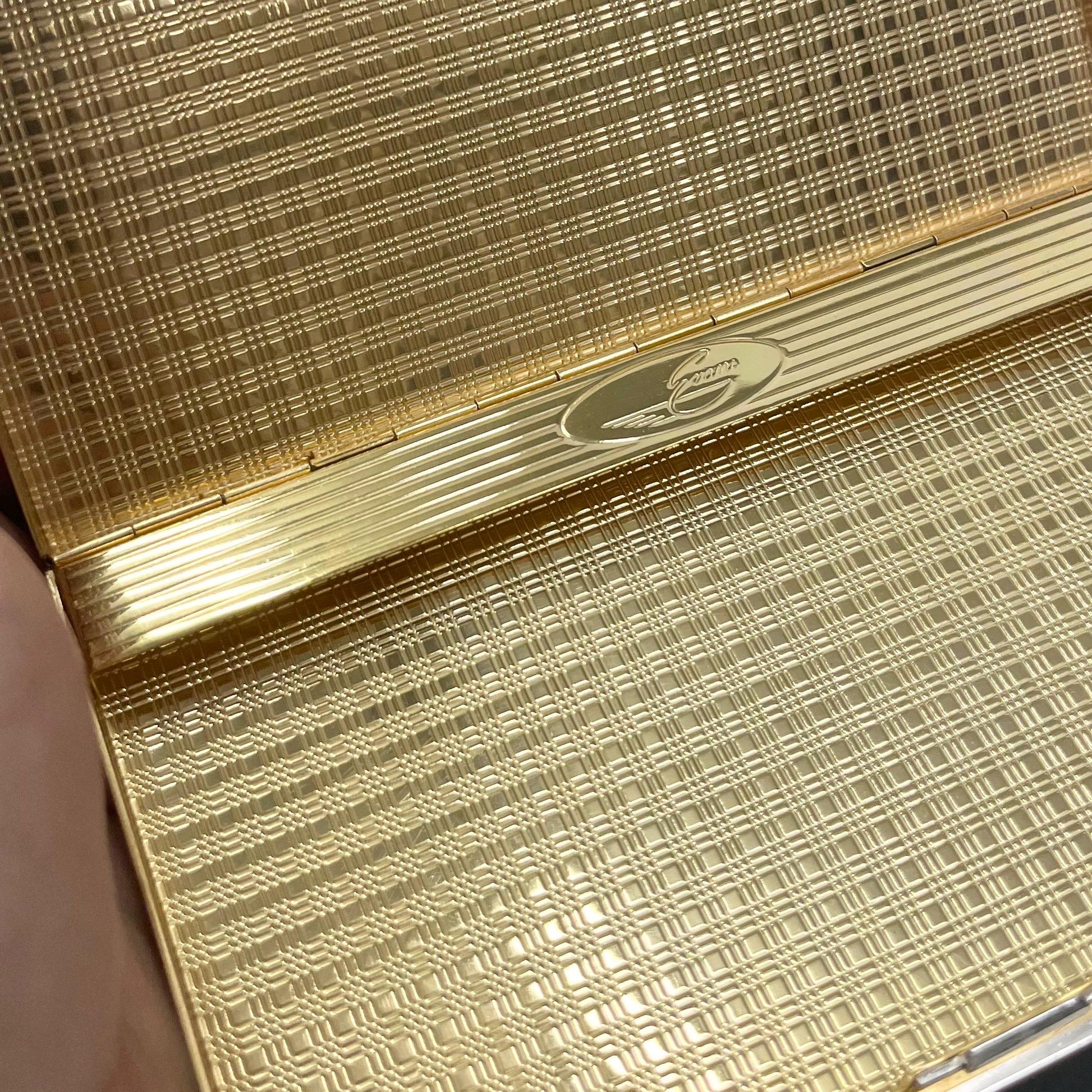 Vintage 1950’s 1960’s Evans Starburst Chrome Plate Cigarette Case with Starburst Crystal Diamante Detail Complete with Box & Pouch TheGreenGlassGemShop