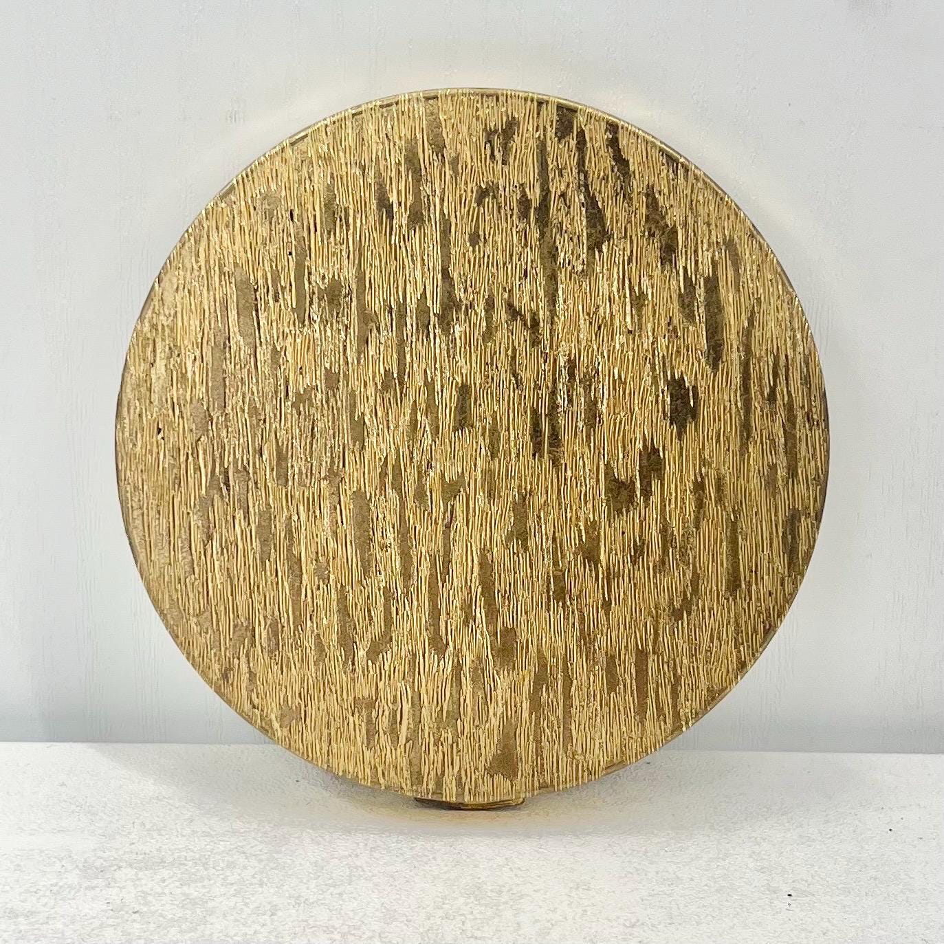 Vintage 1950’s 1960’s Emrich Gold Tone Brutalist Compact with Interior Mirror TheGreenGlassGemShop