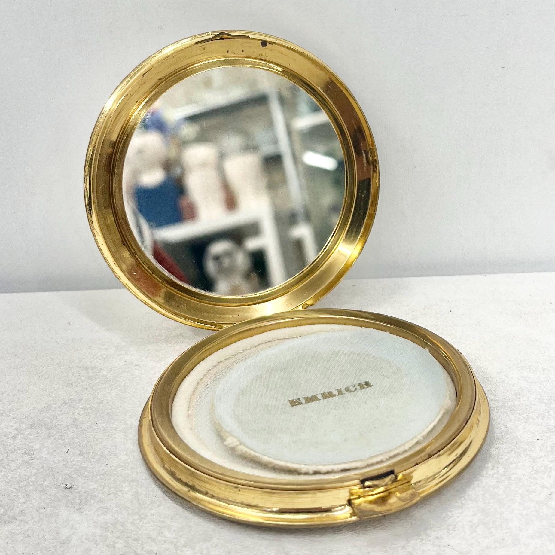 Vintage 1950’s 1960’s Emrich Gold Tone Brutalist Compact with Interior Mirror TheGreenGlassGemShop