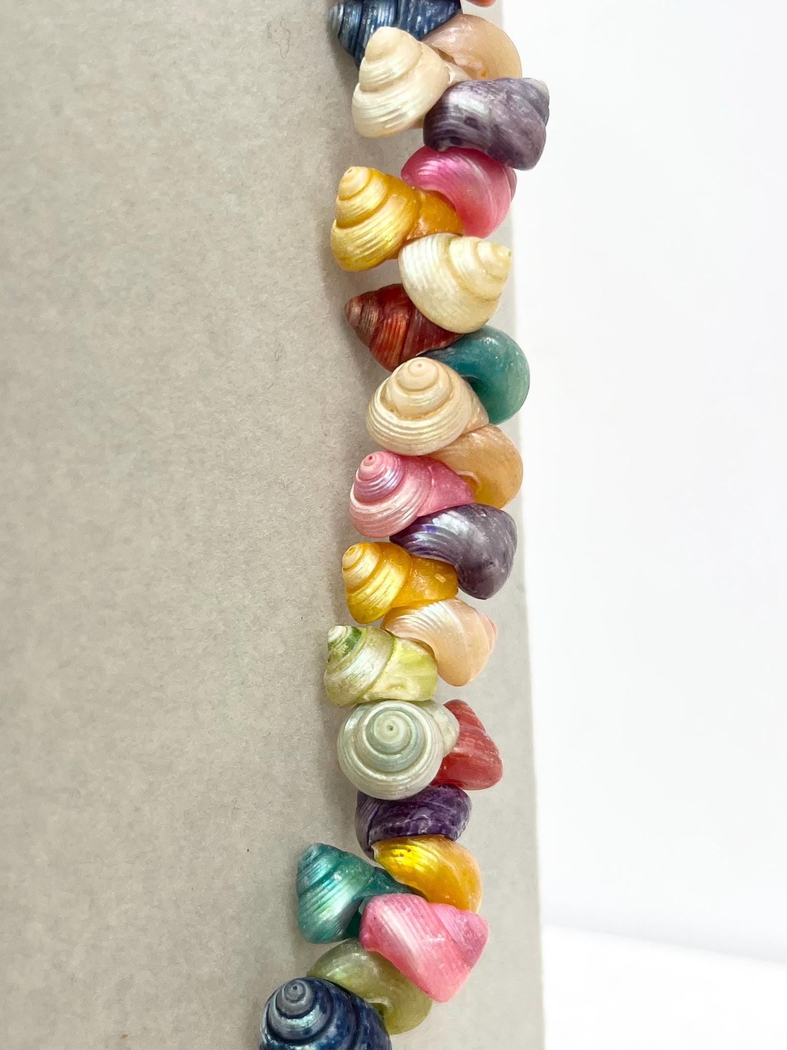 Vintage 1950’s Dyed Trochus Shell Beaded Necklace Multi Coloured Iridescent Shells 19” Long MillyOliverVintage