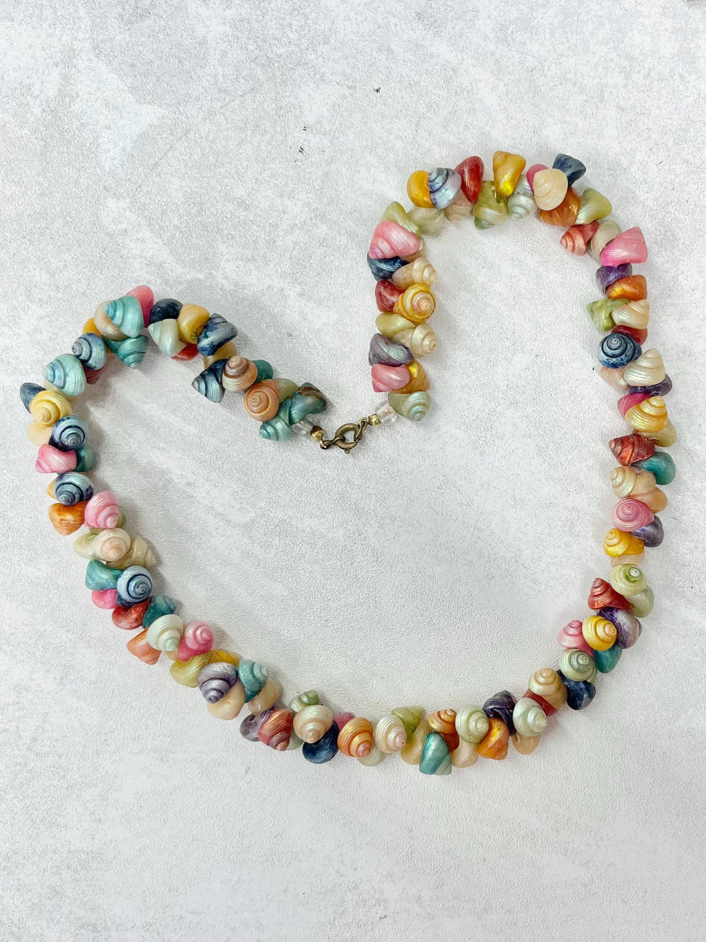 Vintage 1950’s Dyed Trochus Shell Beaded Necklace Multi Coloured Iridescent Shells 19” Long MillyOliverVintage