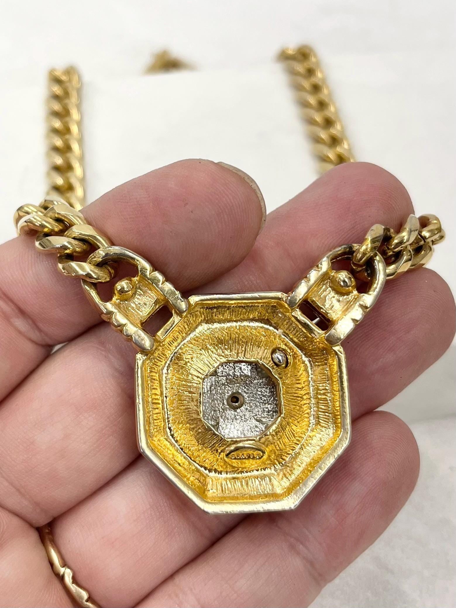 Vintage Clear Crystal Medallion Style Gold Plated Necklace Collar Excellent Quality Vintage Signed Craft Jewellery 16” Long MillyOliverVintage