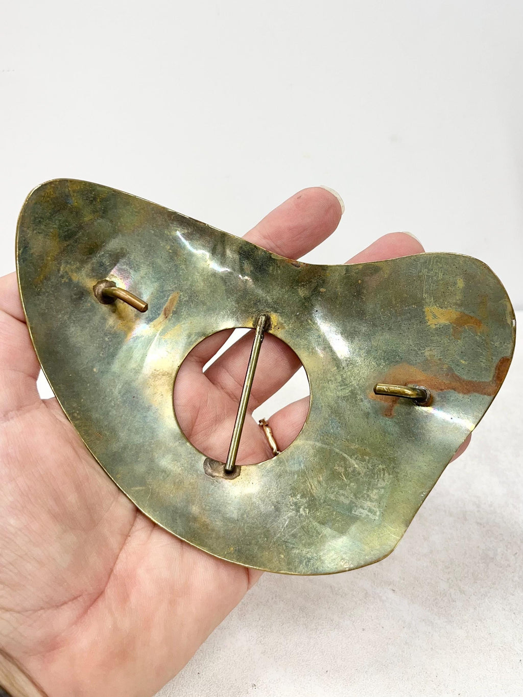 Vintage Huge Brass Hammered Finished Deco Style Belt Buckle MillyOliverVintage