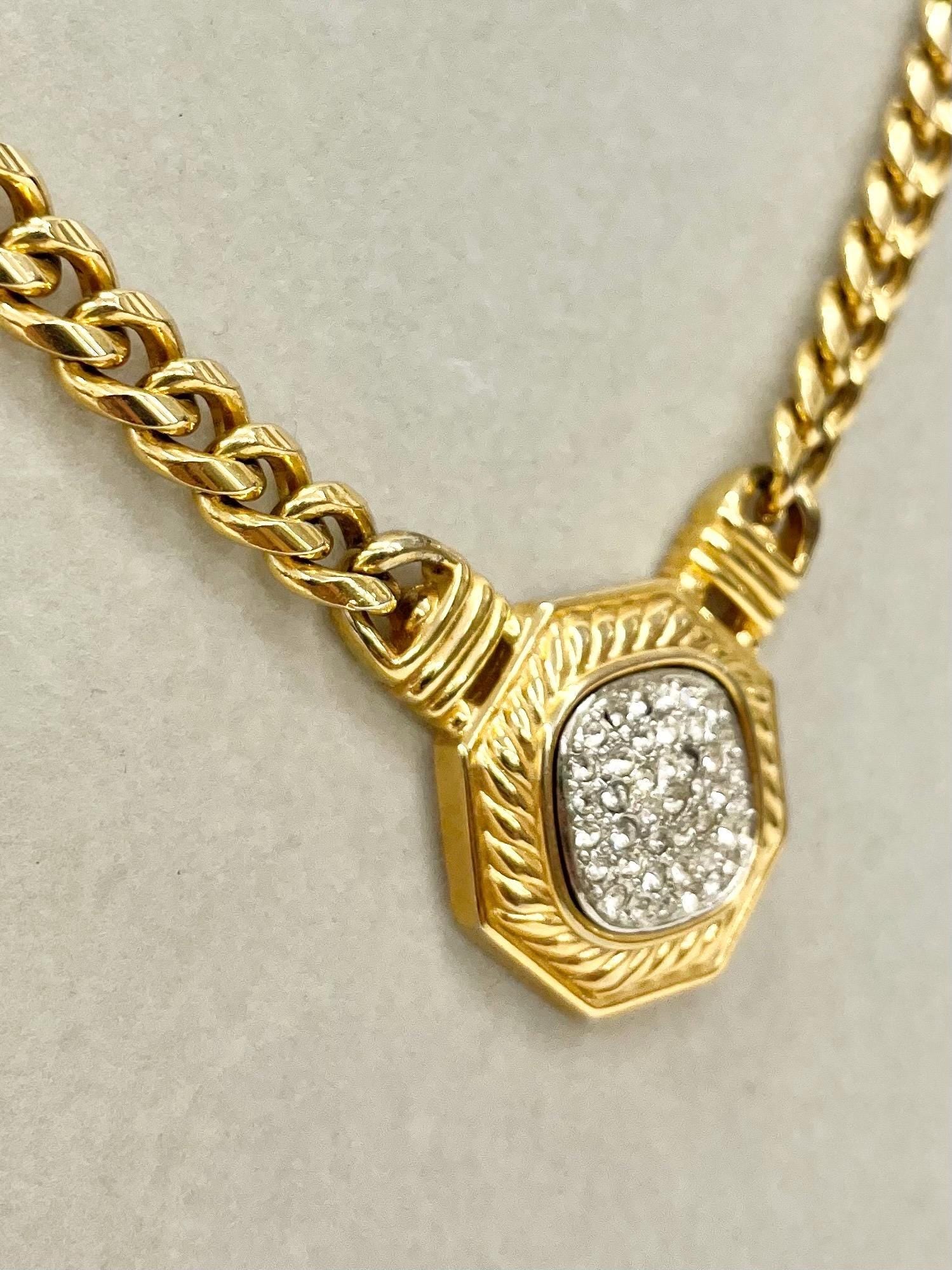 Vintage Clear Crystal Medallion Style Gold Plated Necklace Collar Excellent Quality Vintage Signed Craft Jewellery 16” Long MillyOliverVintage