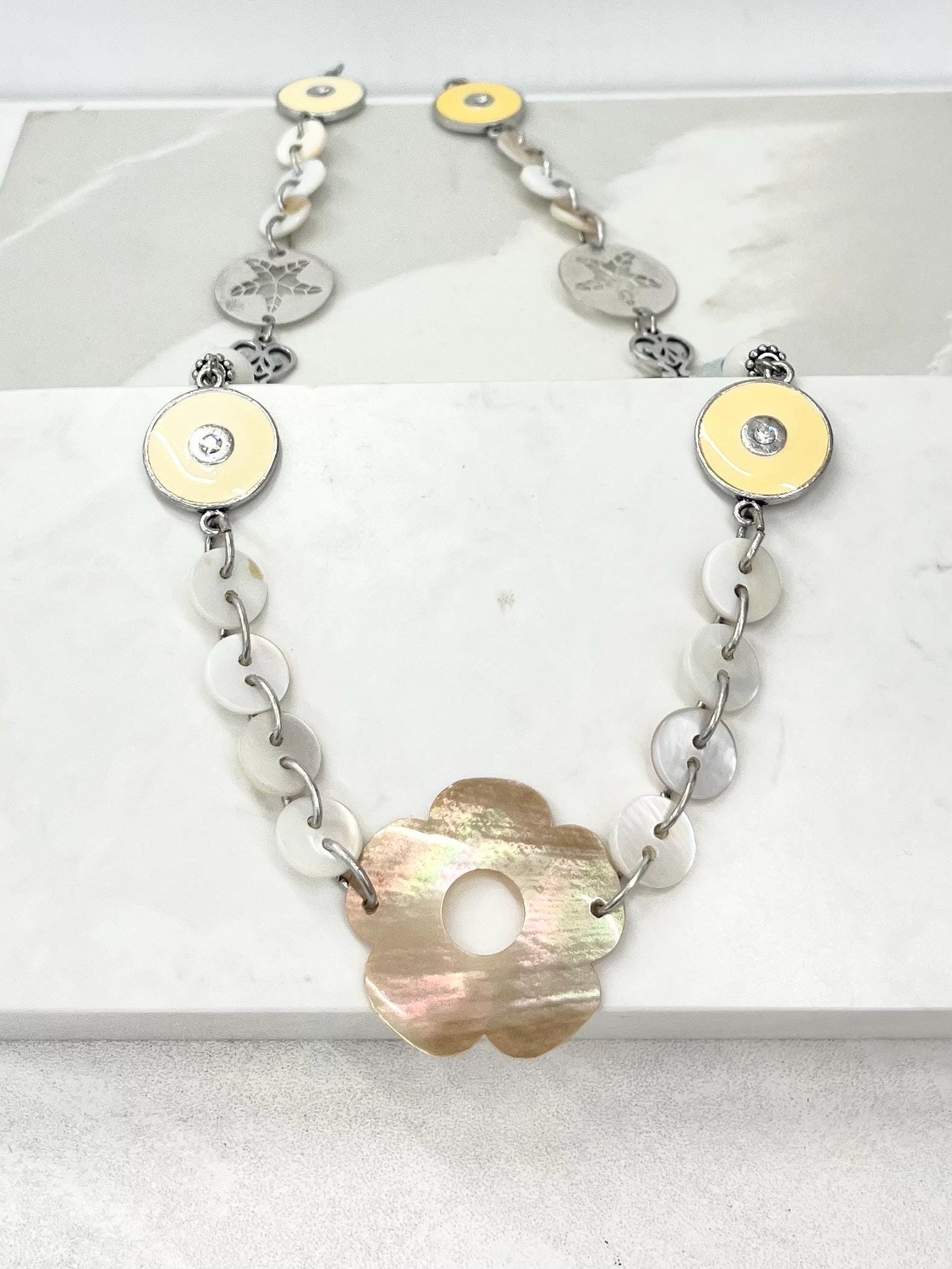 Beach Themed Mother of Pearl Button Necklace - by Milly Oliver MillyOliverVintage