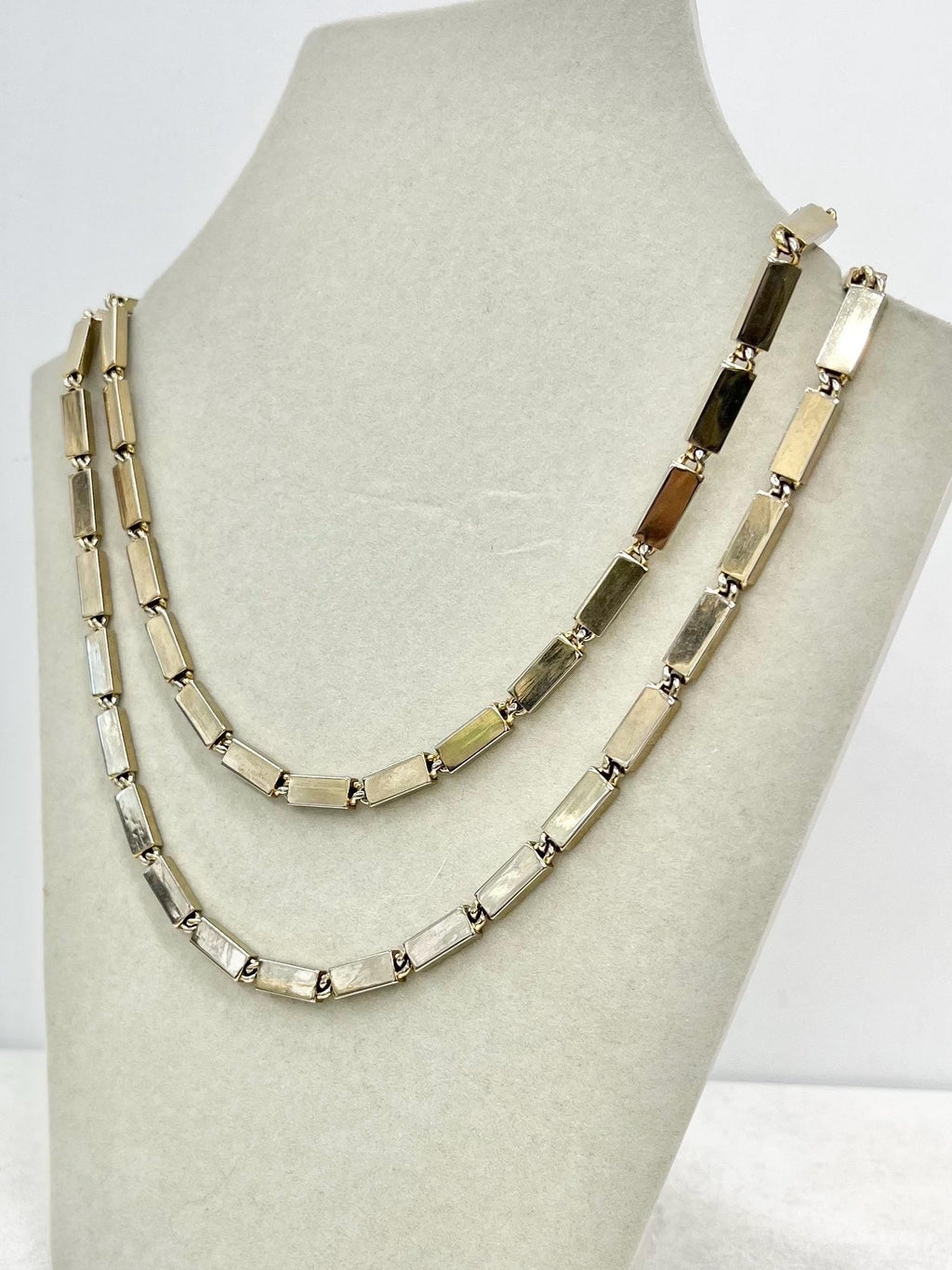 Vintage Marino Silver Tone Two Strand Necklace 1970’s - 1980’s Statement Power Chain 14” with a 2” Extender Chain MillyOliverVintage