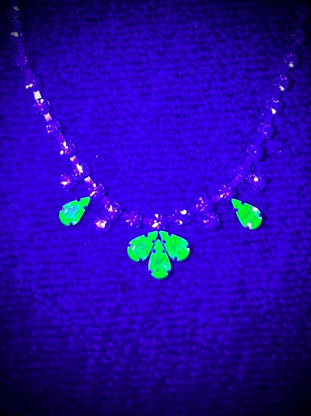 Vintage Diamante Crystal Necklace: Peridot Green Droplet, 1960s Silver Tone MillyOliverVintage