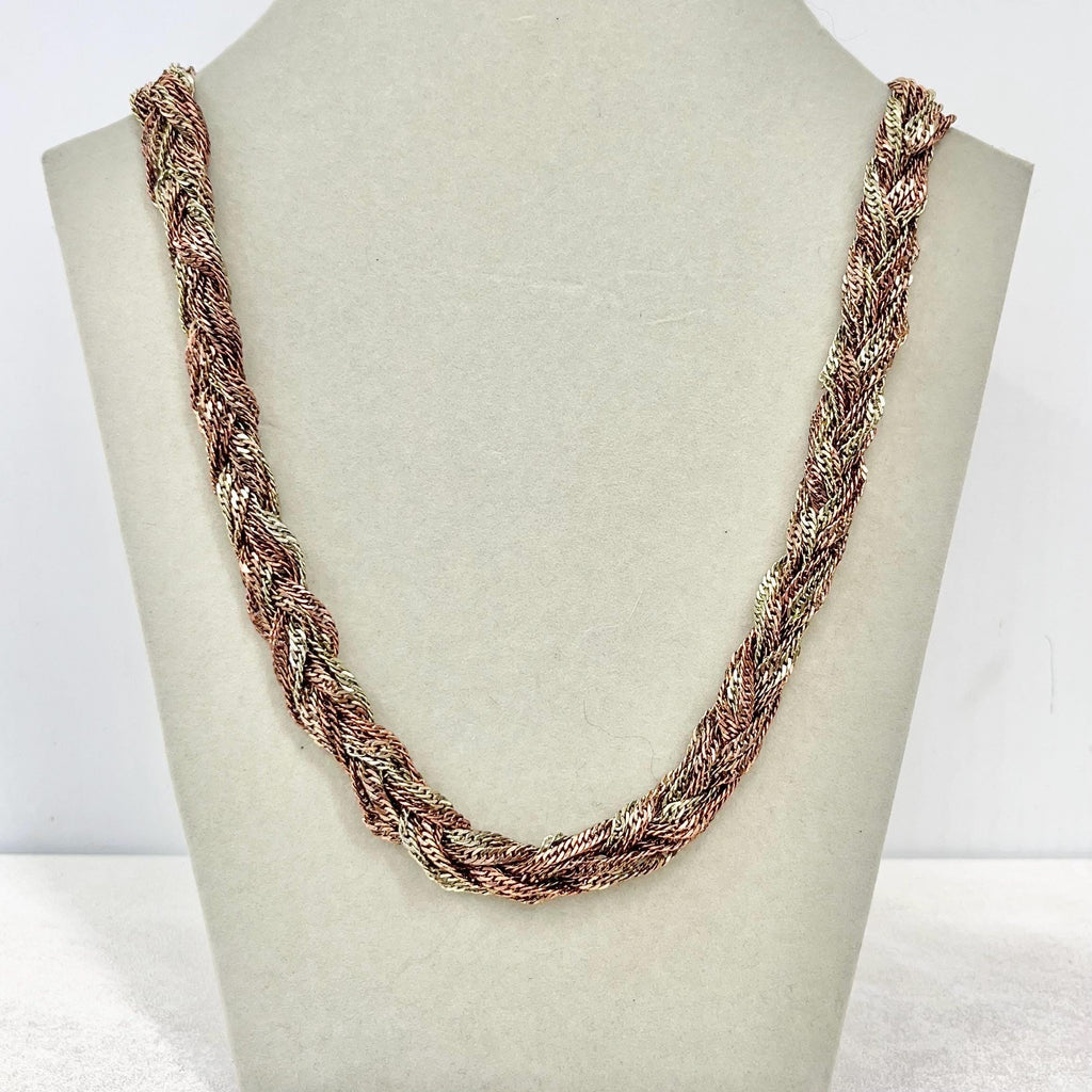 Vintage Two Colour Gold Copper Plate Plaited Chain Necklace 1970’s - 1980’s Statement Power Chain 20” with a 3” Extender Chain MillyOliverVintage