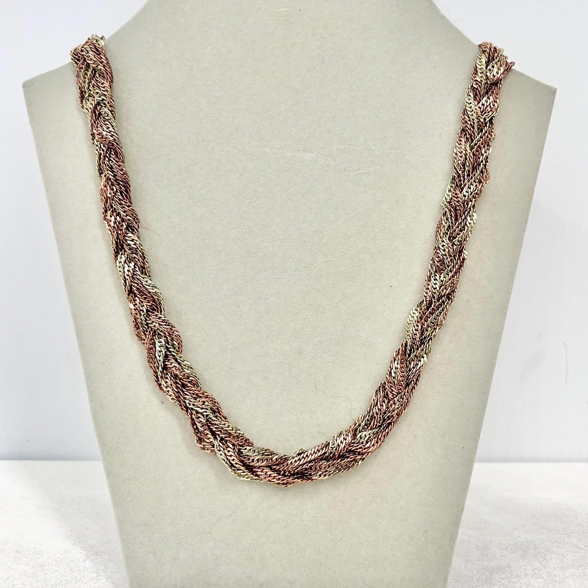Vintage Two Colour Gold Copper Plate Plaited Chain Necklace 1970’s - 1980’s Statement Power Chain 20” with a 3” Extender Chain MillyOliverVintage