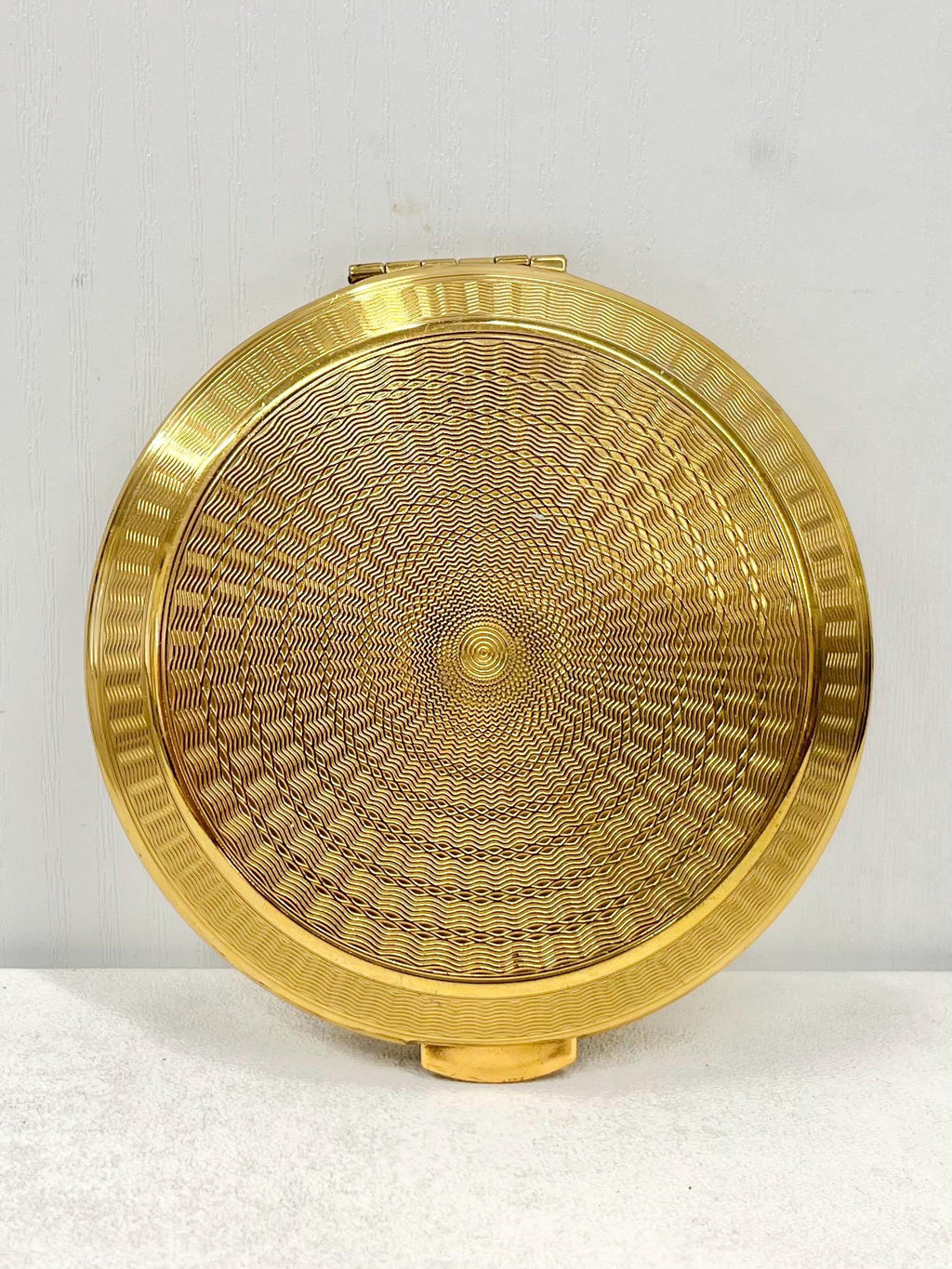 Vintage 1950’s 1960’s Kigu Gold Tone Rose Porcelain Topped Compact with Interior Mirror & Original Instructions Engine Turned Back MillyOliverVintage