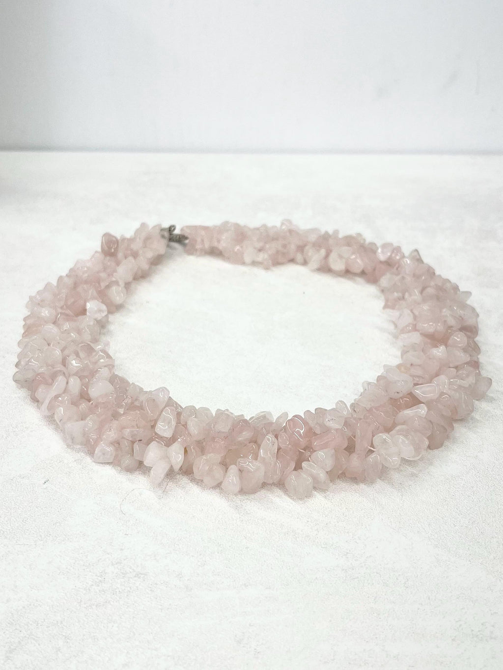 Vintage Handmade Chunky Pink Rose Quartz Cluster Necklace 18” Long MillyOliverVintage
