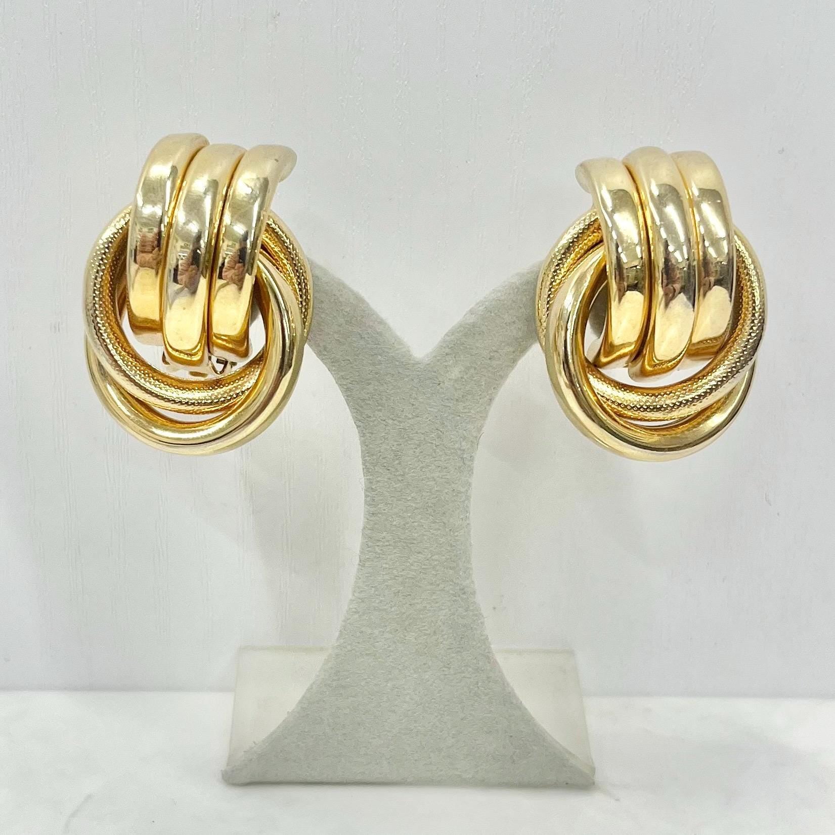 Vintage Gold Plate Large Oversized Knot Effect Clip On Earrings Hollywood Glamour Statement Earrings MillyOliverVintage