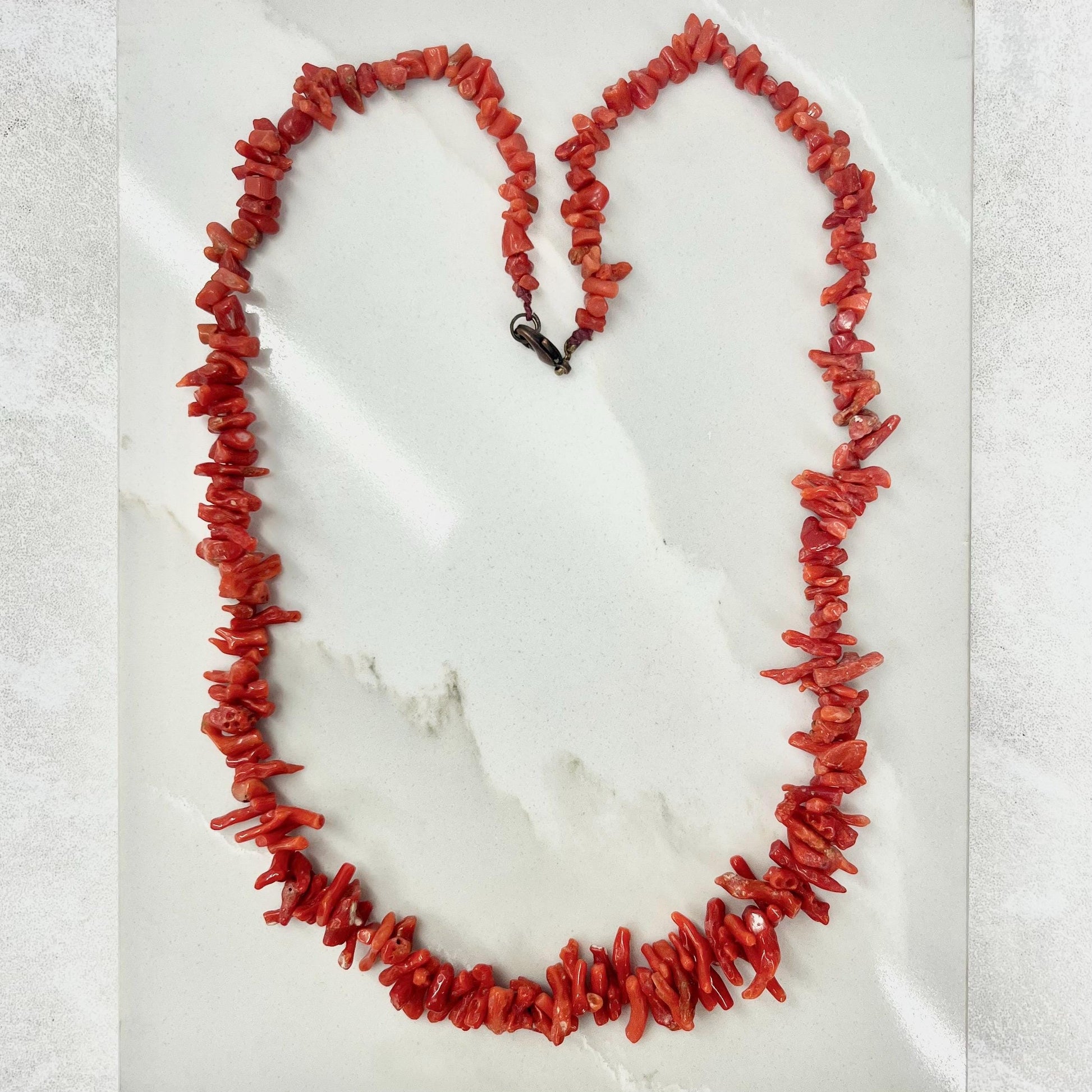 Vintage Natural Red Coral Strand Bead Necklace MillyOliverVintage