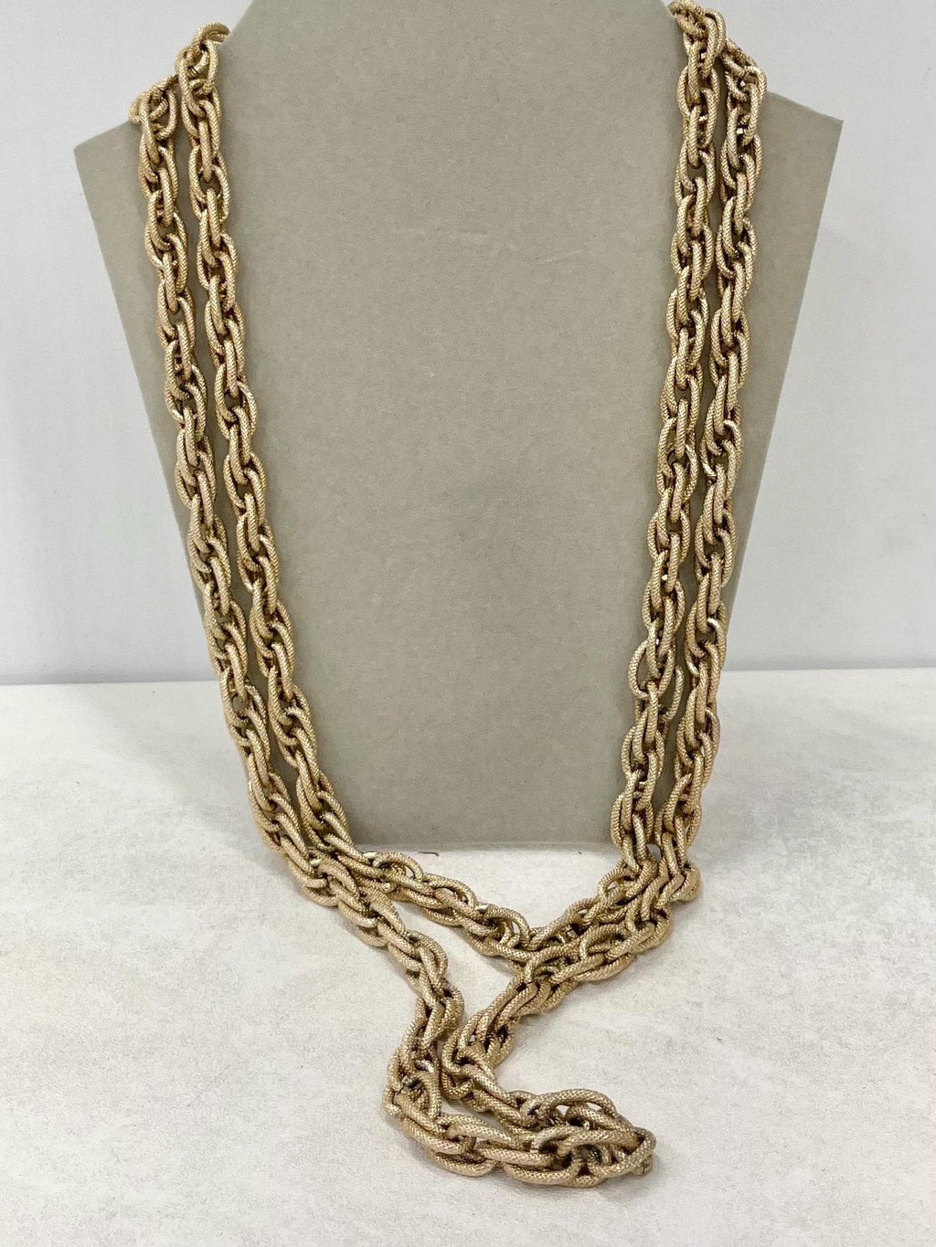 Vintage 52” Long Textured Chunky Twist Link Chain Necklace 1970’s - 1980’s Statement Power Chain Can Be Wrapped Twice MillyOliverVintage