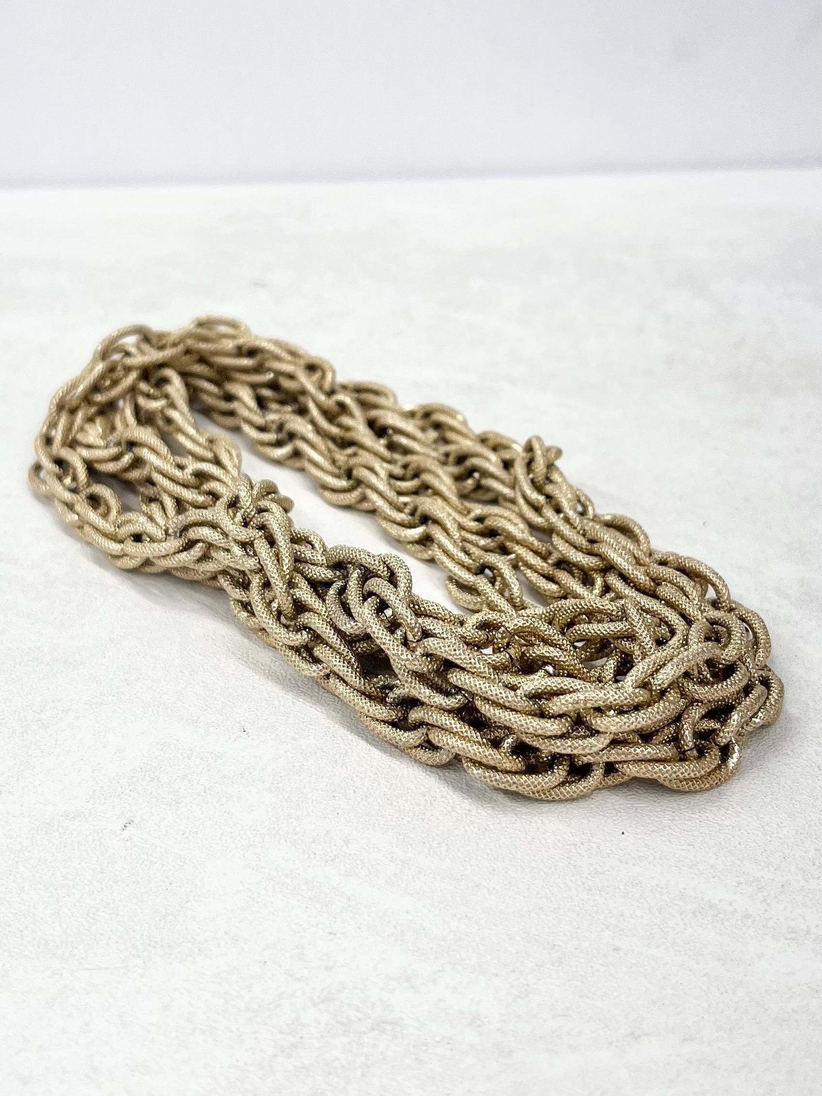 Vintage 52” Long Textured Chunky Twist Link Chain Necklace 1970’s - 1980’s Statement Power Chain Can Be Wrapped Twice MillyOliverVintage