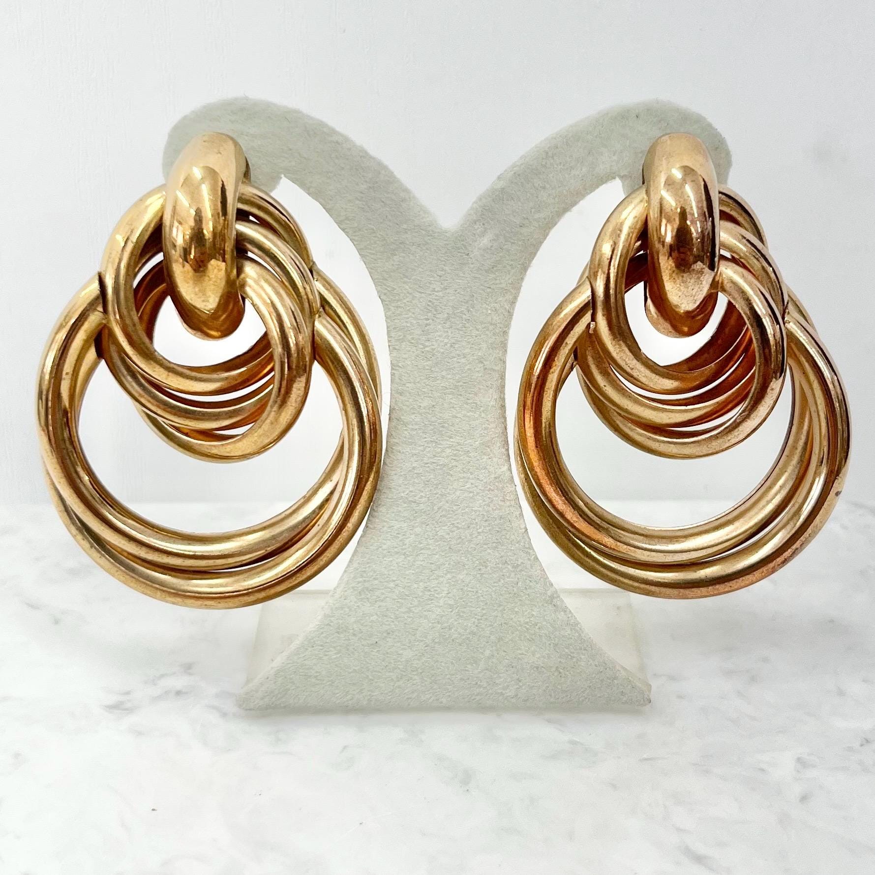Huge Oversized Vintage Gold Tone Knot Earrings for Pierced Ears 1980’s - 1990’s MillyOliverVintage