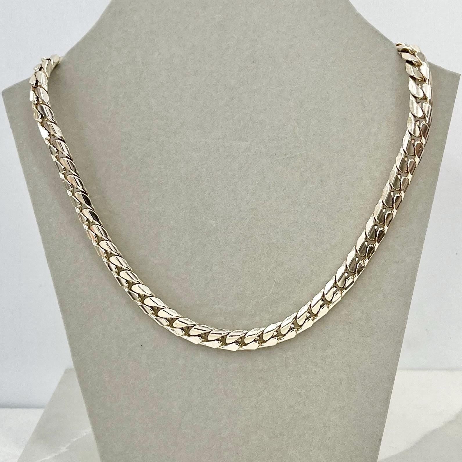 Vintage 19” Long Gold Plated Textured Flat Curb Chain Necklace 1980’s Statement Chain 8mm MillyOliverVintage