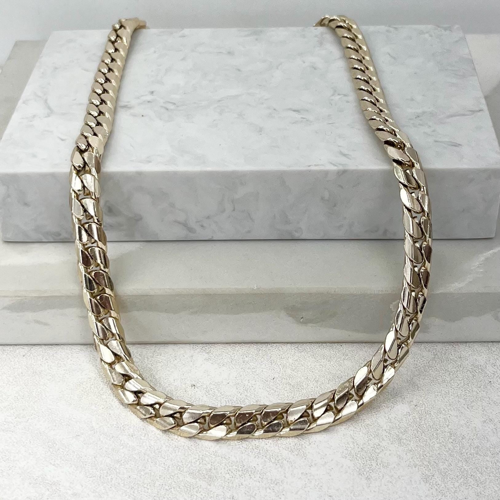 Vintage 19” Long Gold Plated Textured Flat Curb Chain Necklace 1980’s Statement Chain 8mm MillyOliverVintage