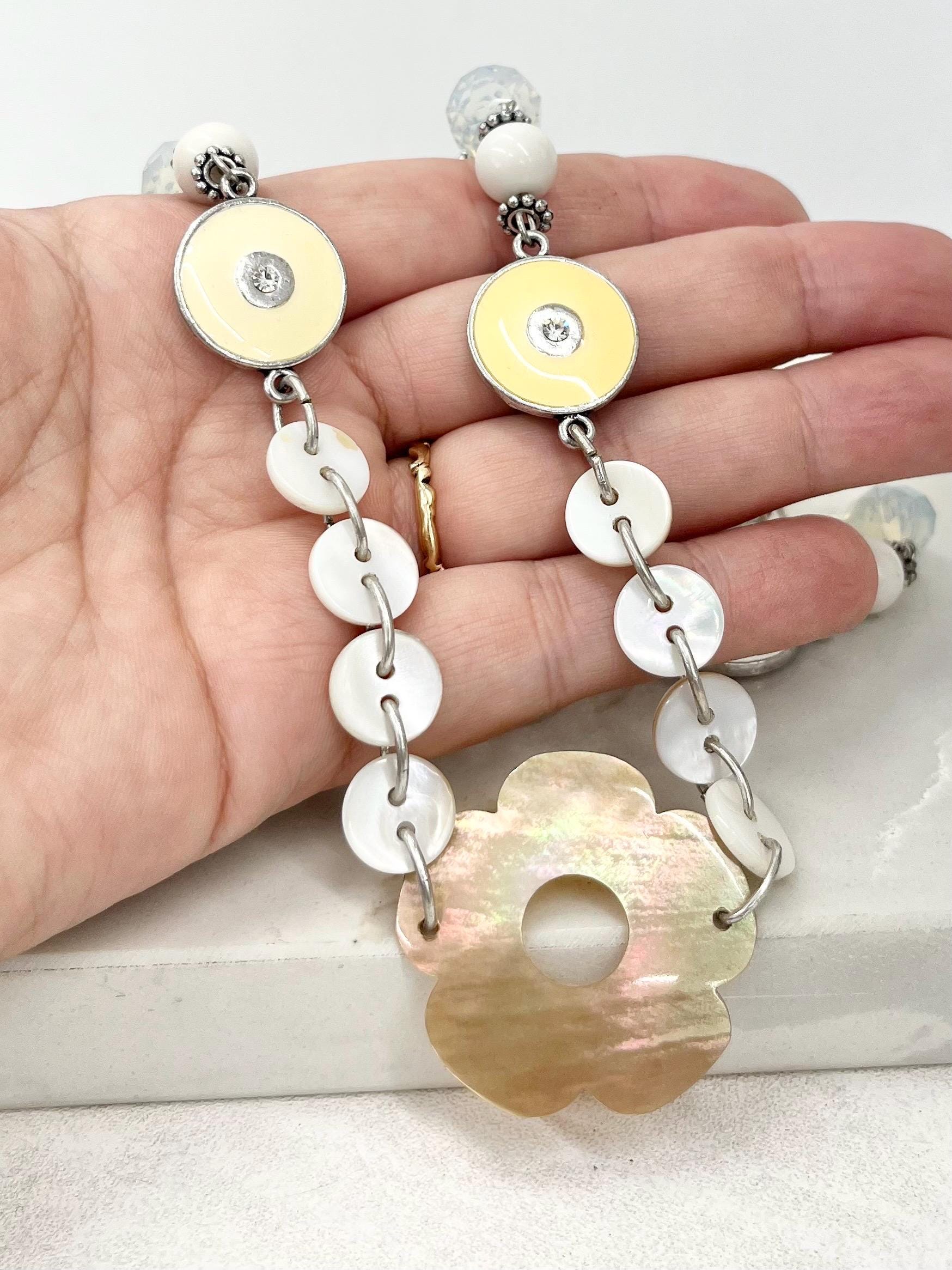 Beach Themed Mother of Pearl Button Necklace - by Milly Oliver MillyOliverVintage