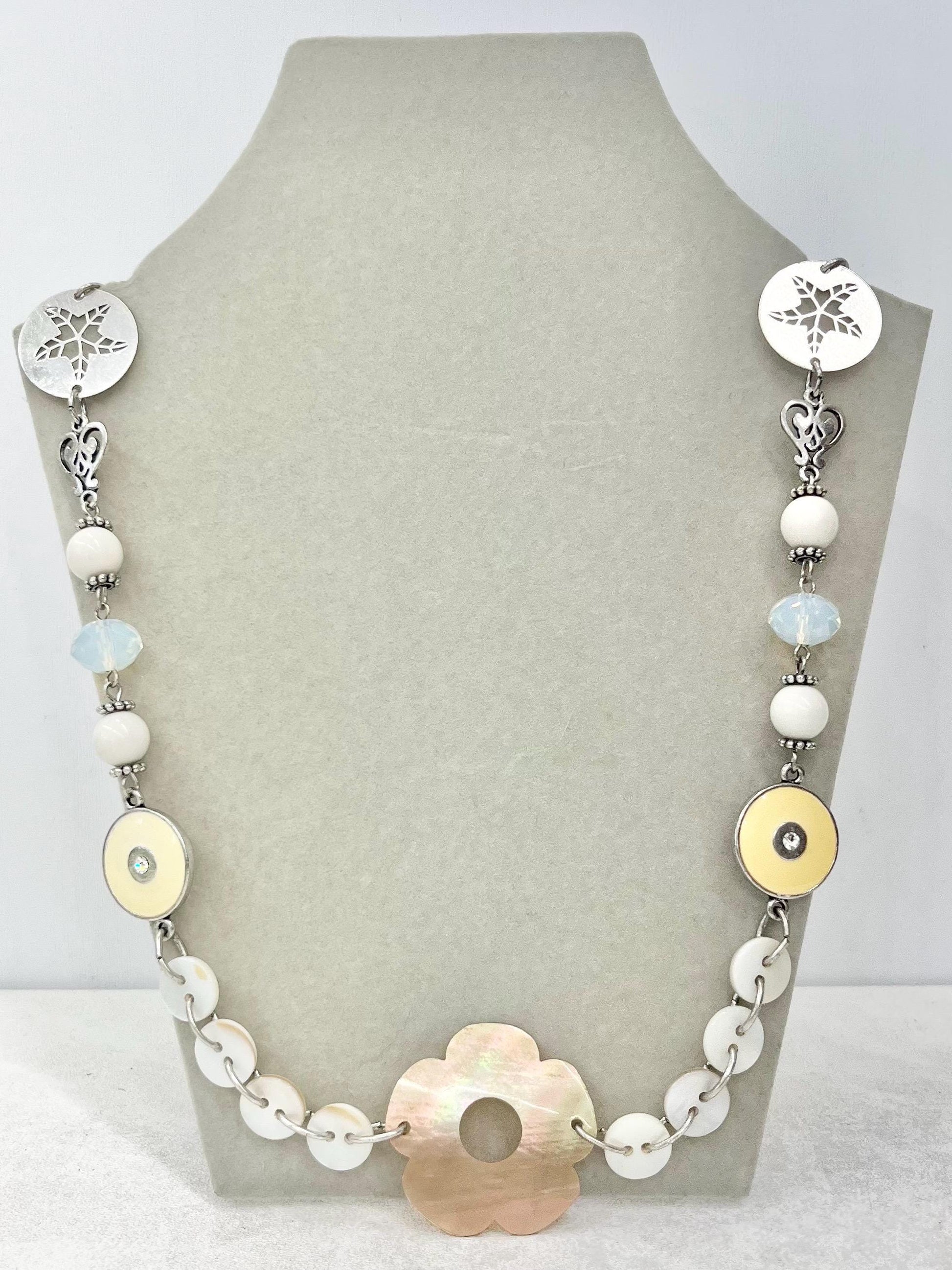 Beach Themed Mother of Pearl Button Necklace - by Milly Oliver MillyOliverVintage