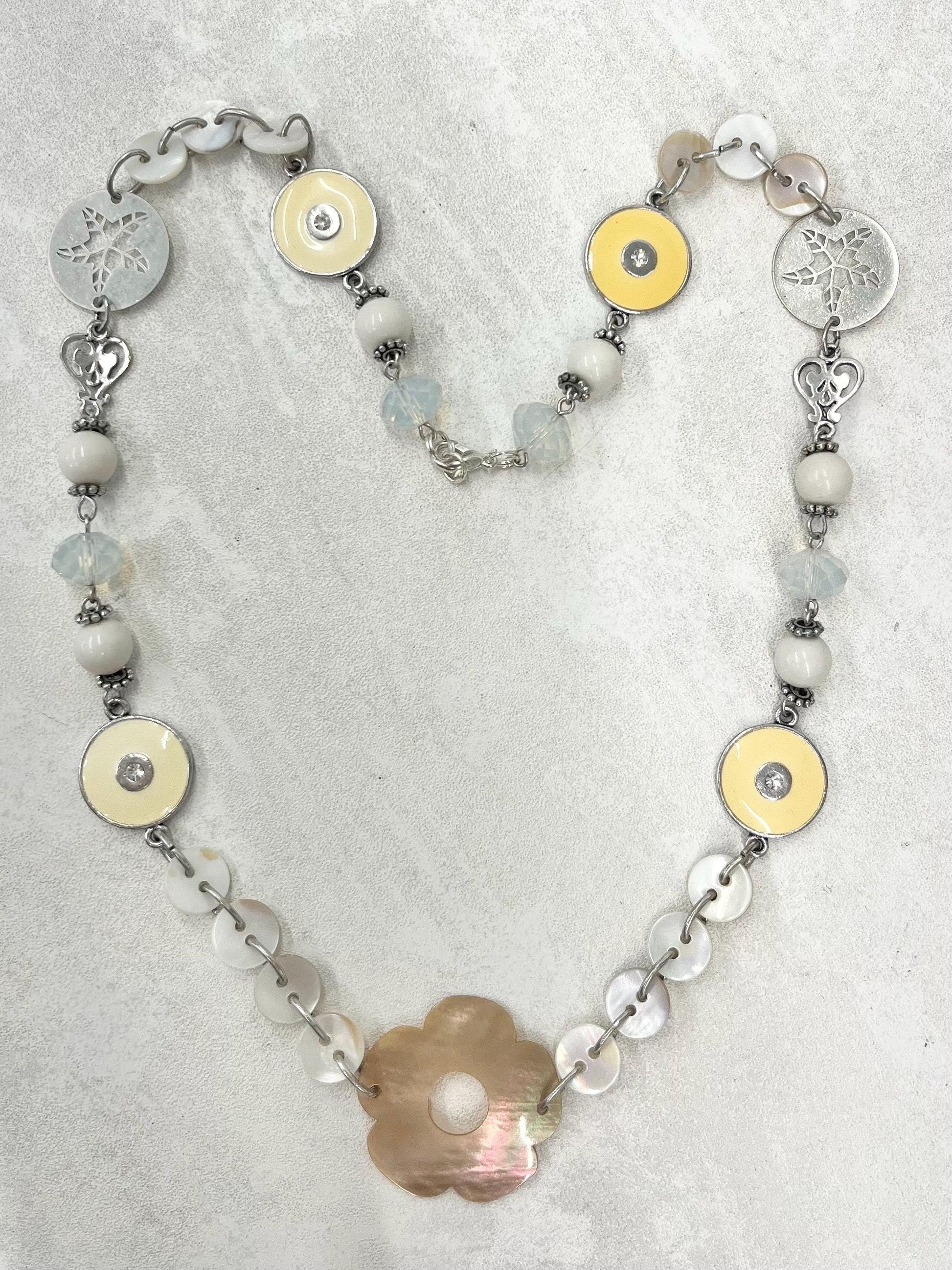 Beach Themed Mother of Pearl Button Necklace - by Milly Oliver MillyOliverVintage