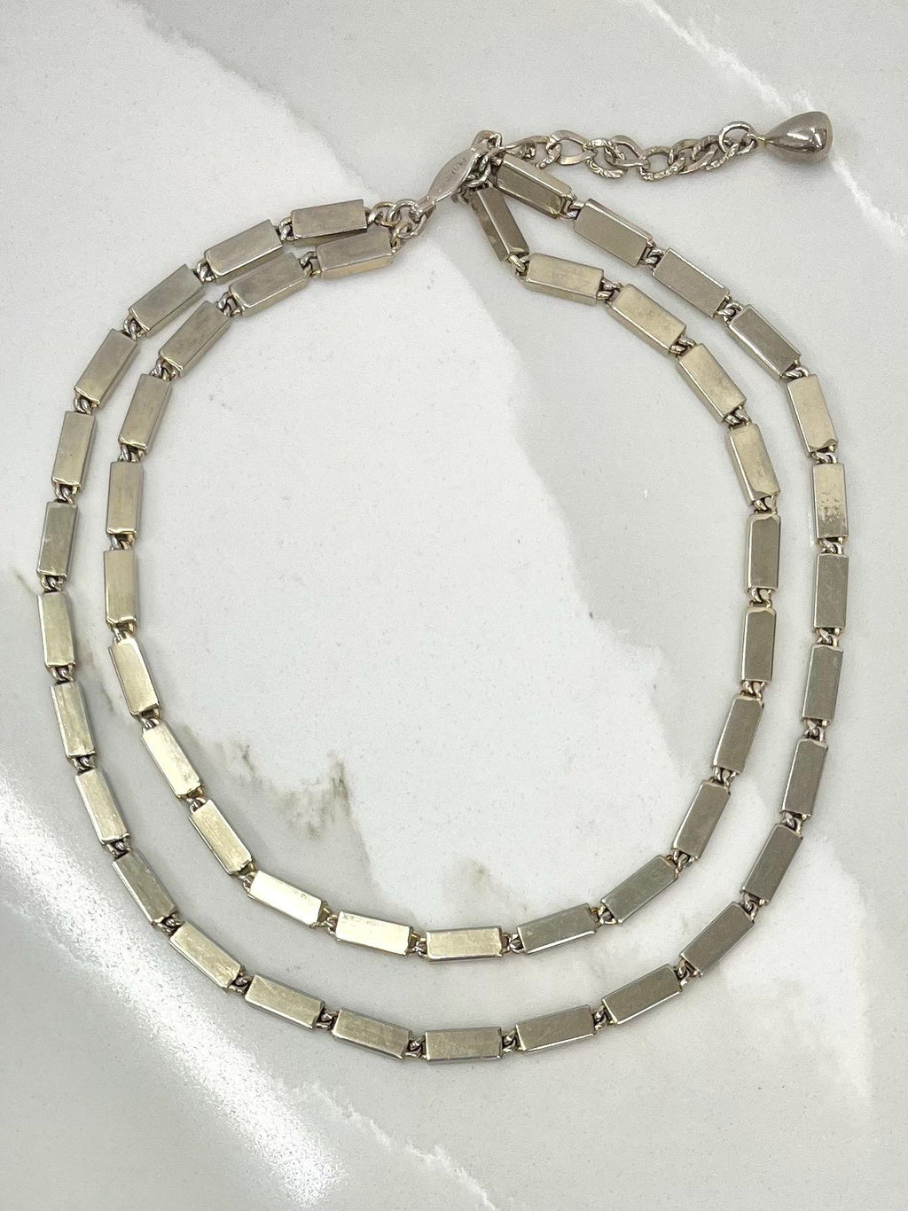 Vintage Marino Silver Tone Two Strand Necklace 1970’s - 1980’s Statement Power Chain 14” with a 2” Extender Chain MillyOliverVintage