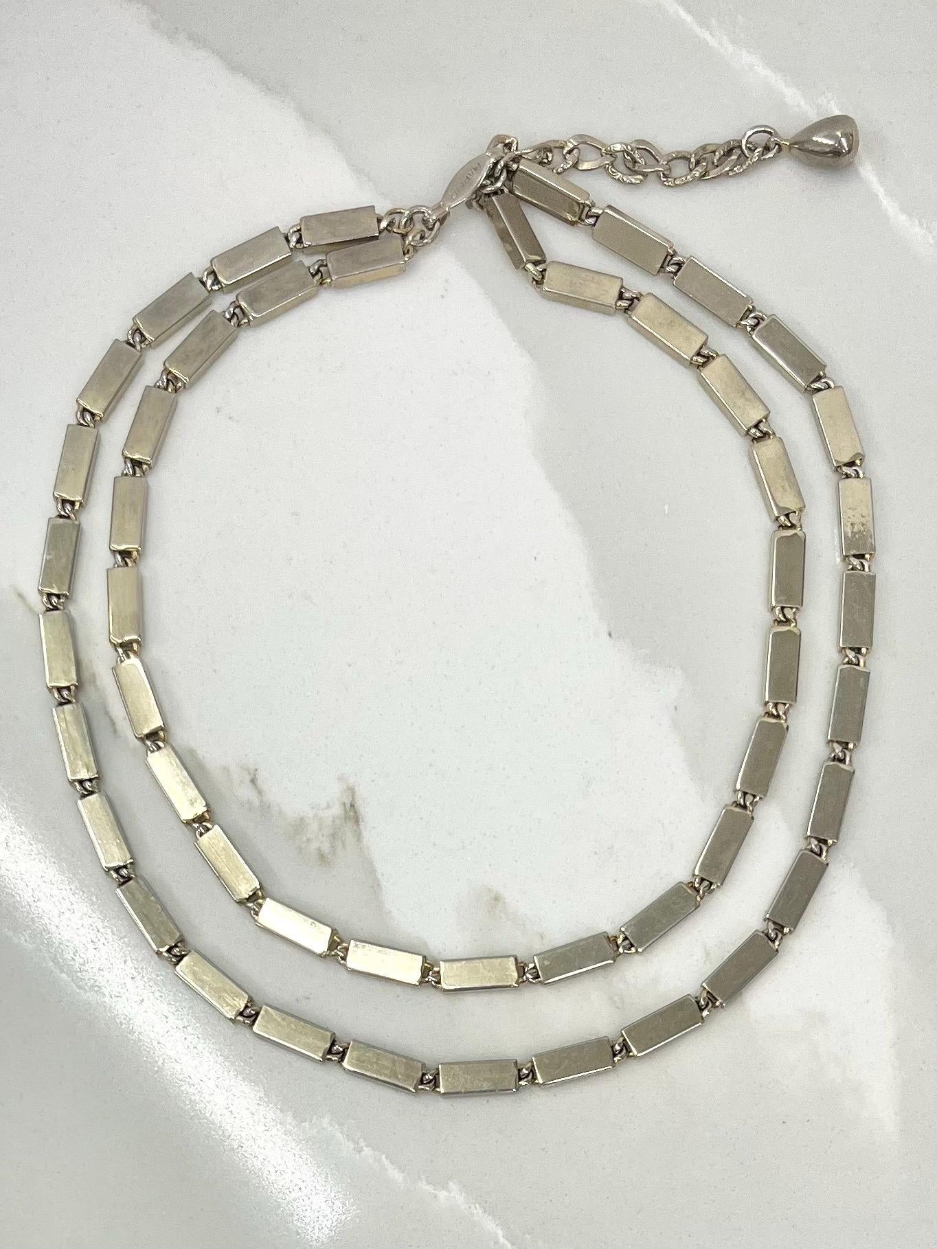 Vintage Marino Silver Tone Two Strand Necklace 1970’s - 1980’s Statement Power Chain 14” with a 2” Extender Chain MillyOliverVintage
