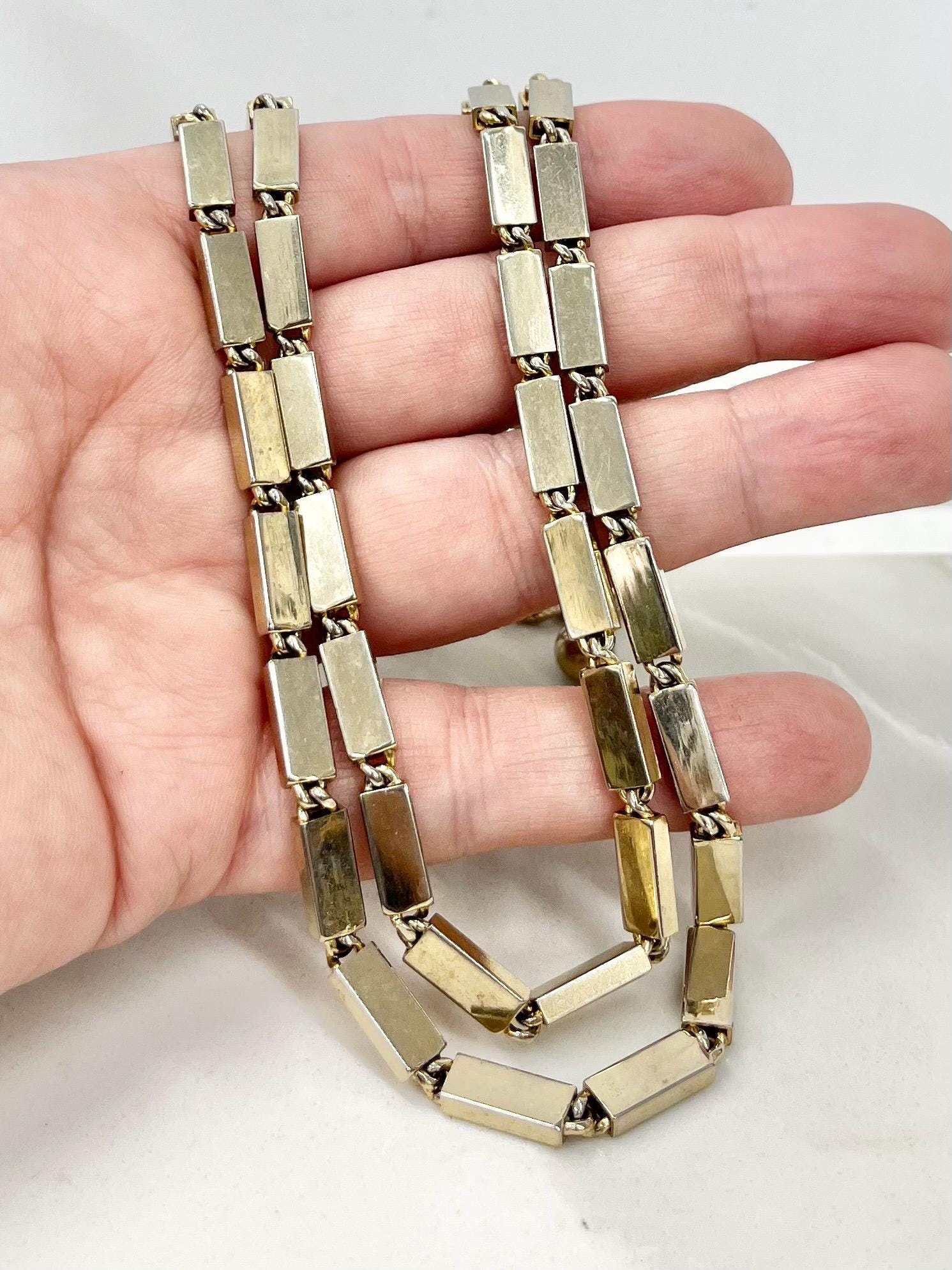 Vintage Marino Silver Tone Two Strand Necklace 1970’s - 1980’s Statement Power Chain 14” with a 2” Extender Chain MillyOliverVintage