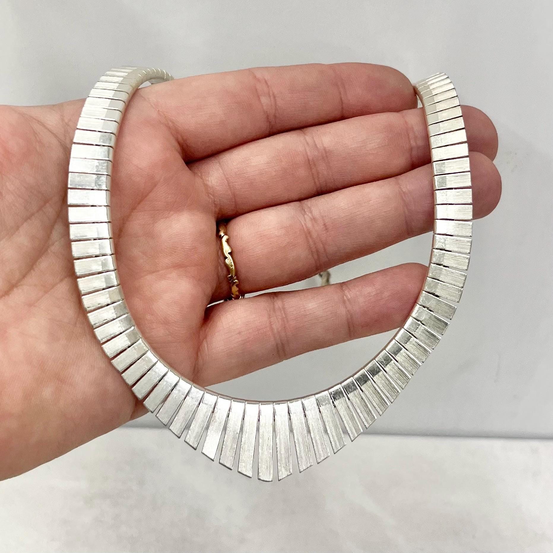Vintage Silver Plate Cleopatra Style Chain Collar Necklace 1970’s - 1980’s MillyOliverVintage