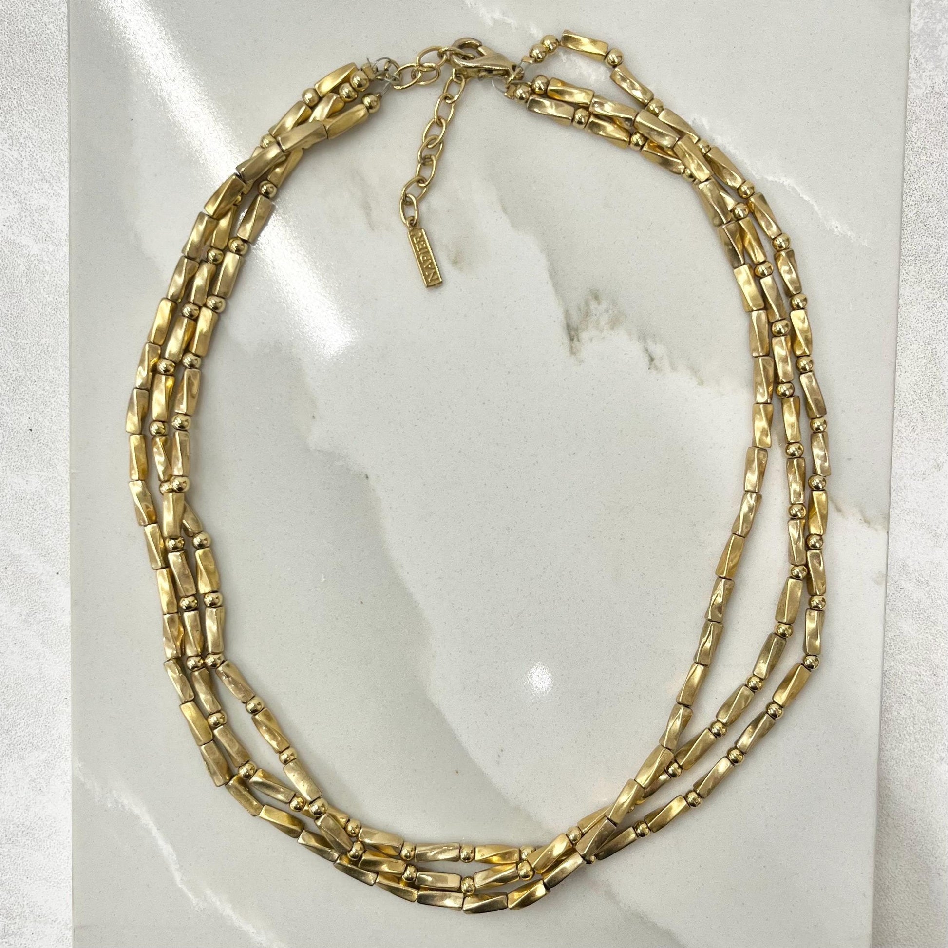 Vintage Napier Three Strand Gold Plate Chain Necklace 1970’s - 1980’s Statement Power Chain 16” with a 2” Extender Chain MillyOliverVintage