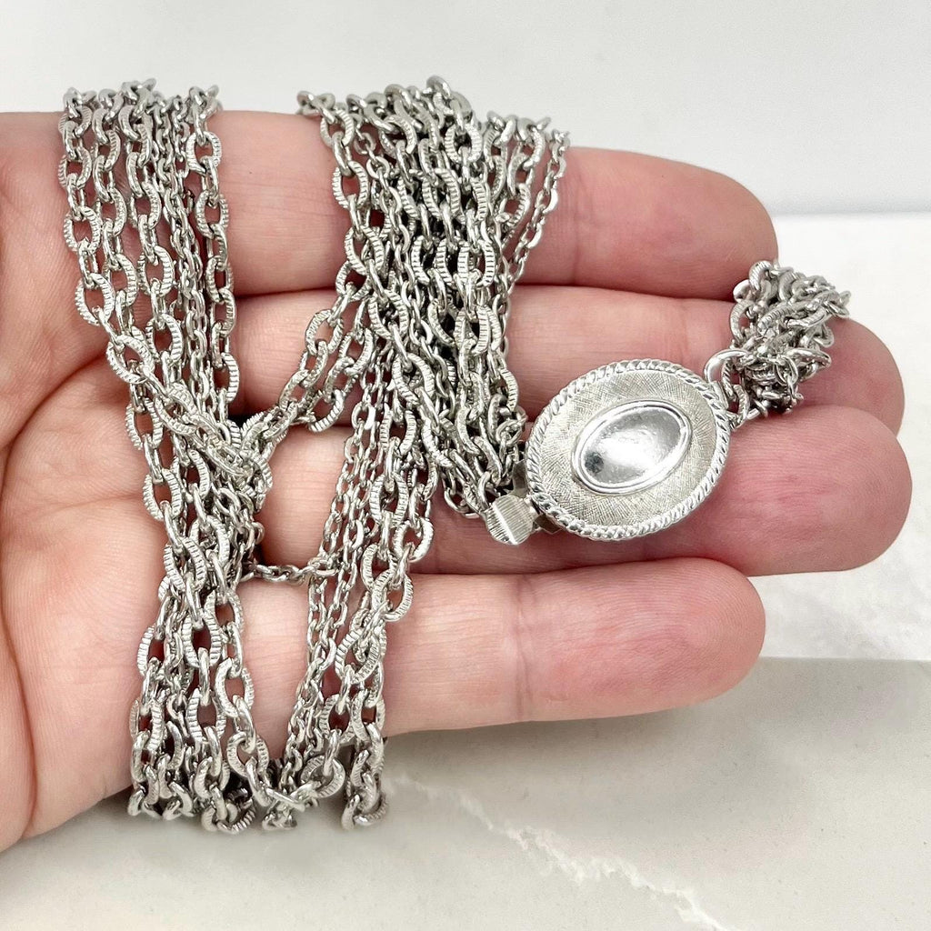 Vintage Avon Silver Plated Multi Strand Waterfall Graduated Necklace with Seven Textured Chains 1970’s - 1980’s MillyOliverVintage