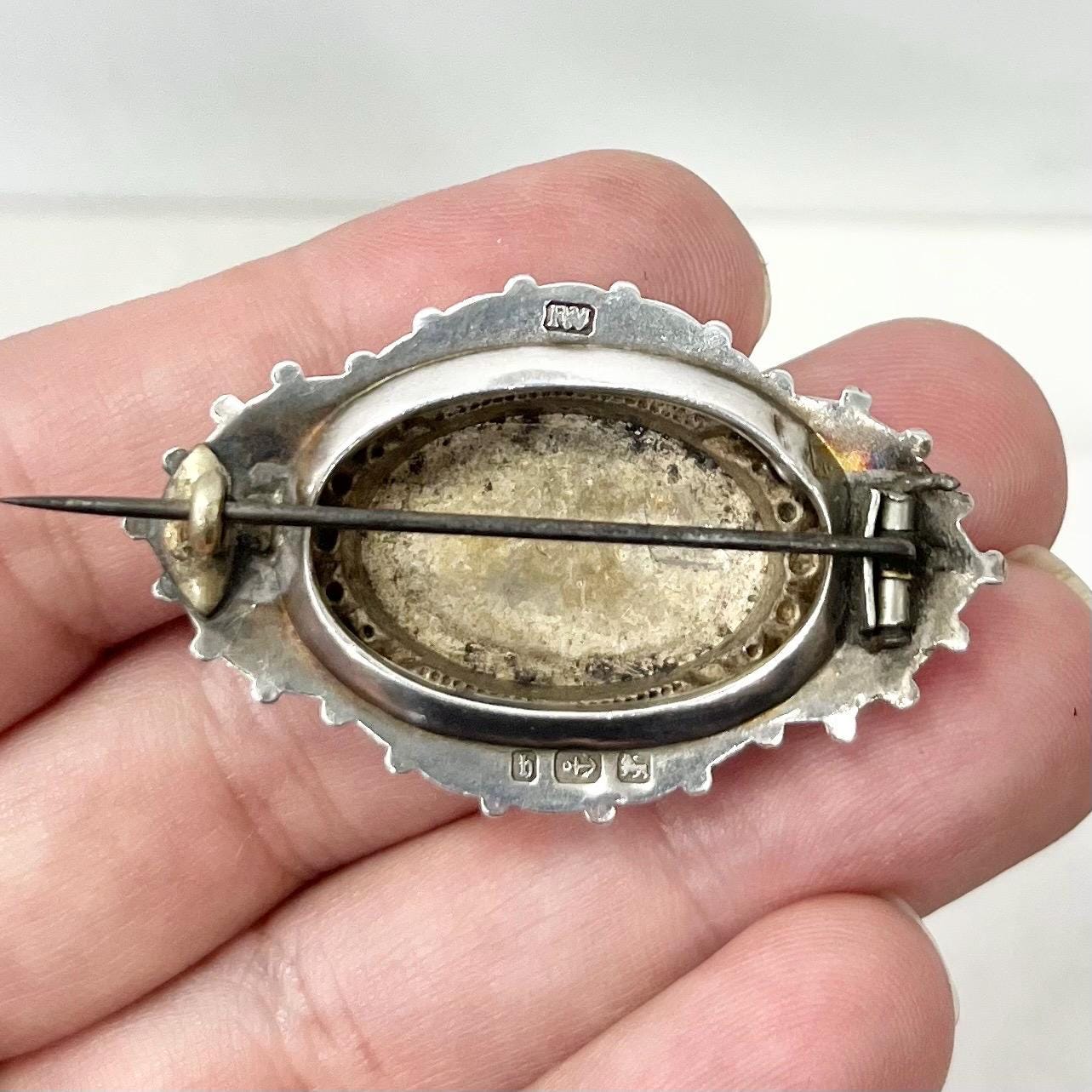 Antique Victorian Floral Engraved Sterling Silver Brooch Fully Hallmarked Birmingham 1882 1883 MillyOliverVintage