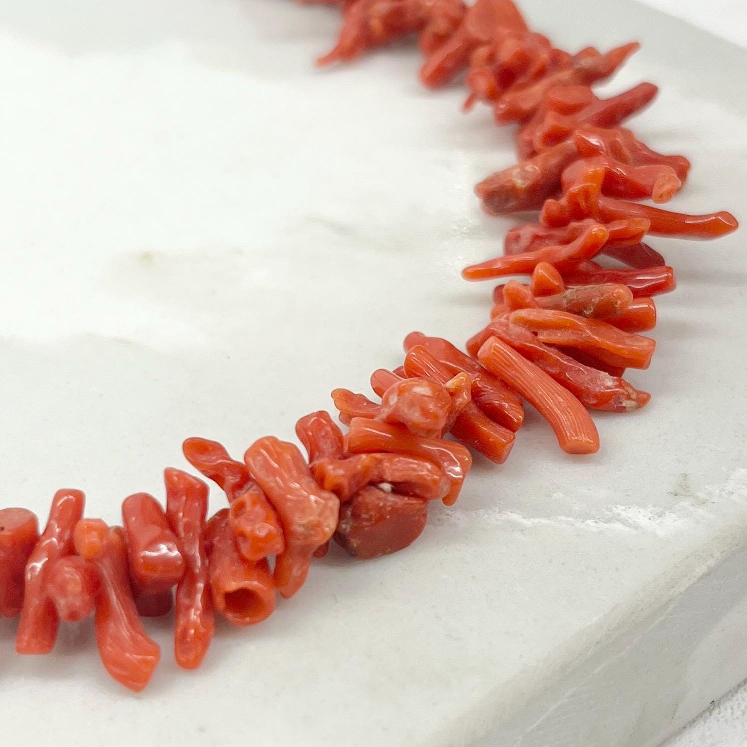 Vintage Natural Red Coral Strand Bead Necklace MillyOliverVintage