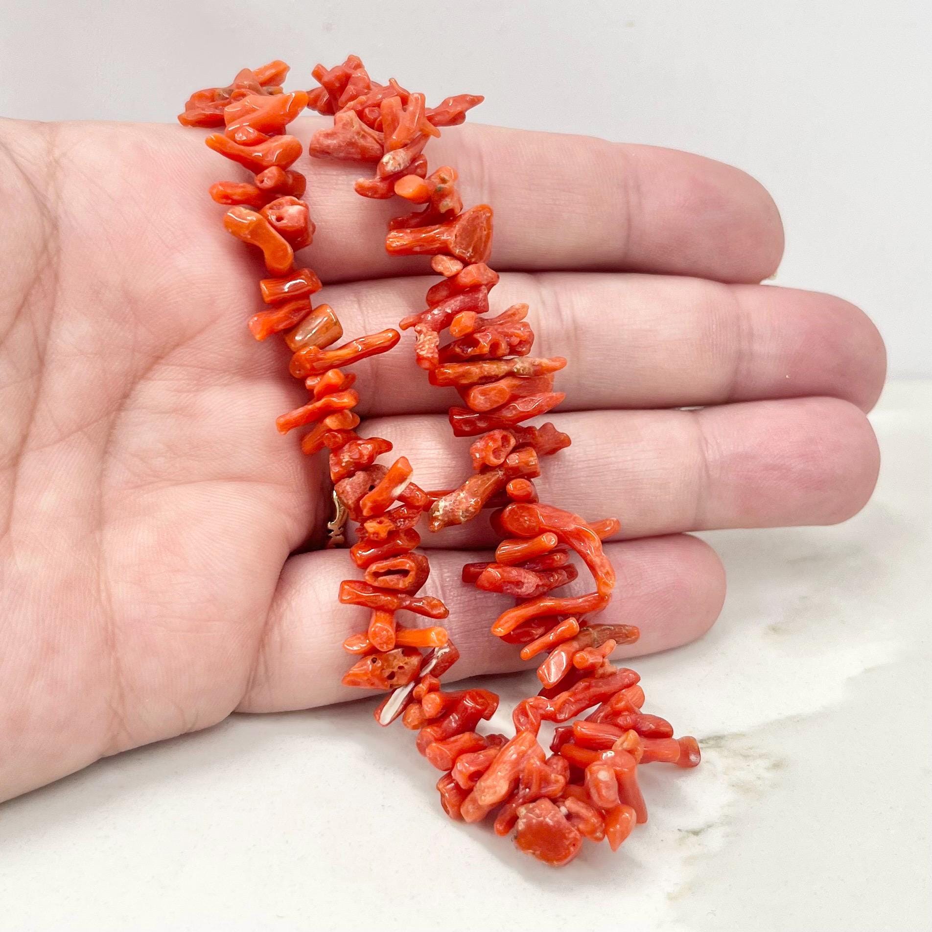 Vintage Natural Red Coral Strand Bead Necklace MillyOliverVintage