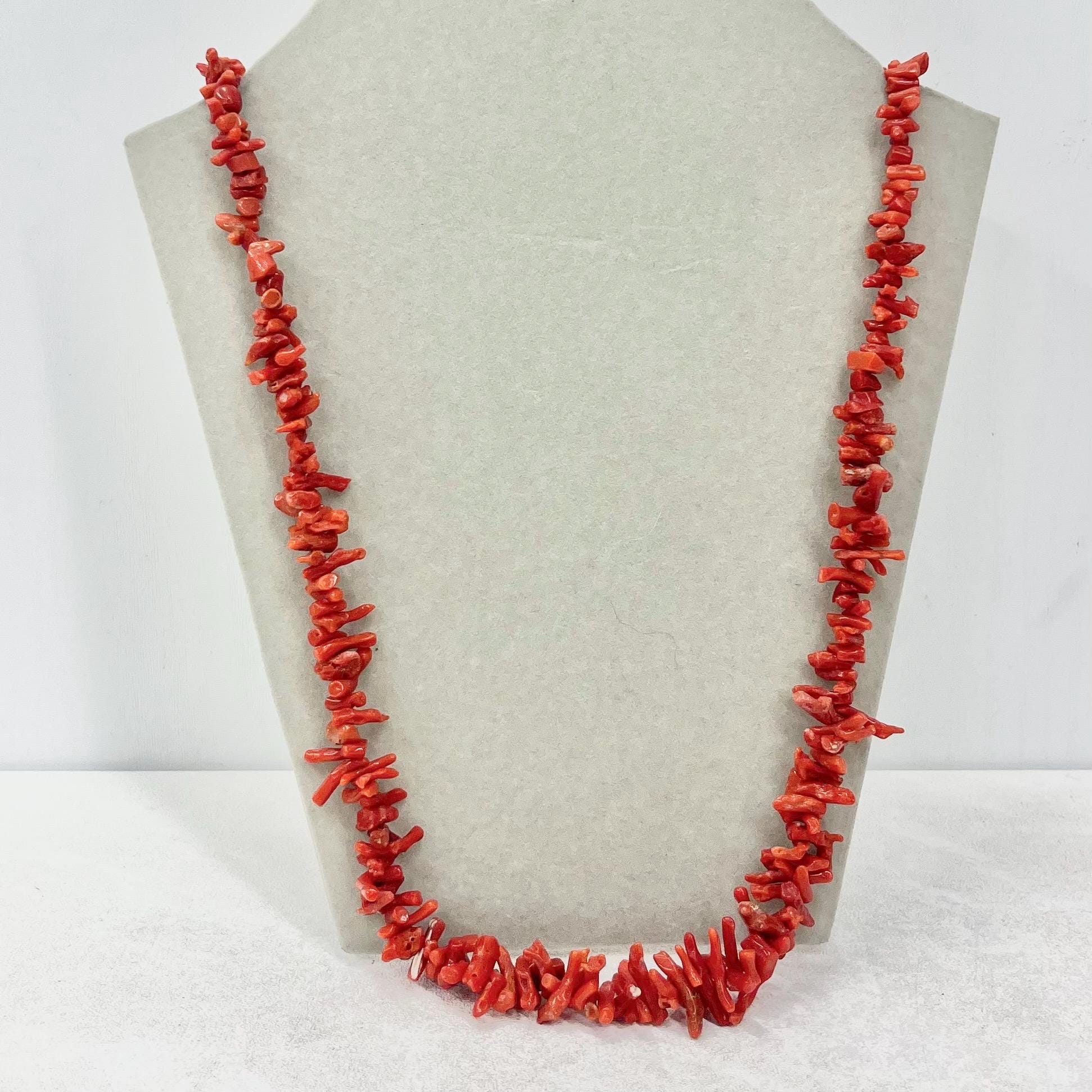 Vintage Natural Red Coral Strand Bead Necklace MillyOliverVintage