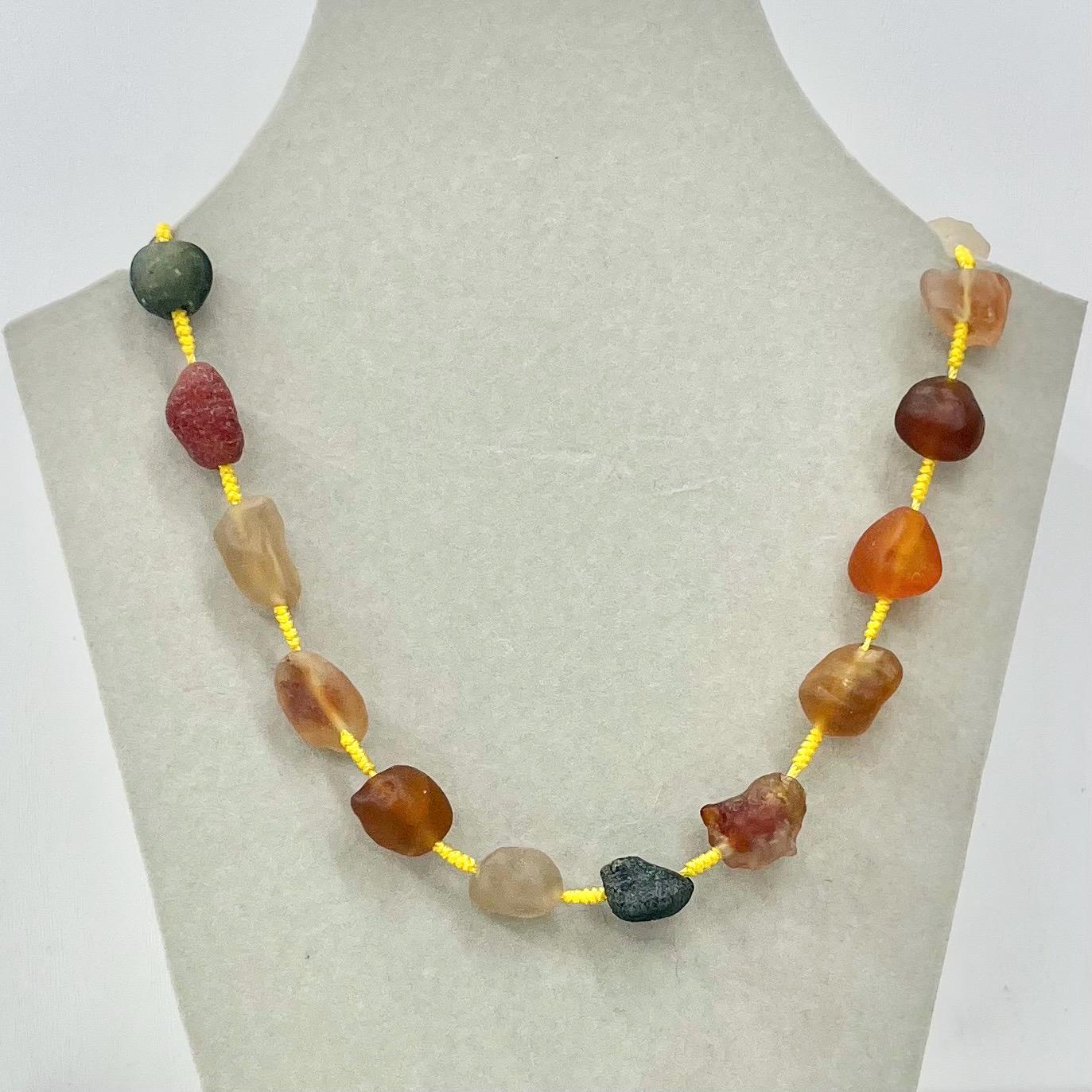 Hand Knotted Desert Gobi Agate Bead Gold Plated Chain Necklace - Milly Oliver Design MillyOliverVintage