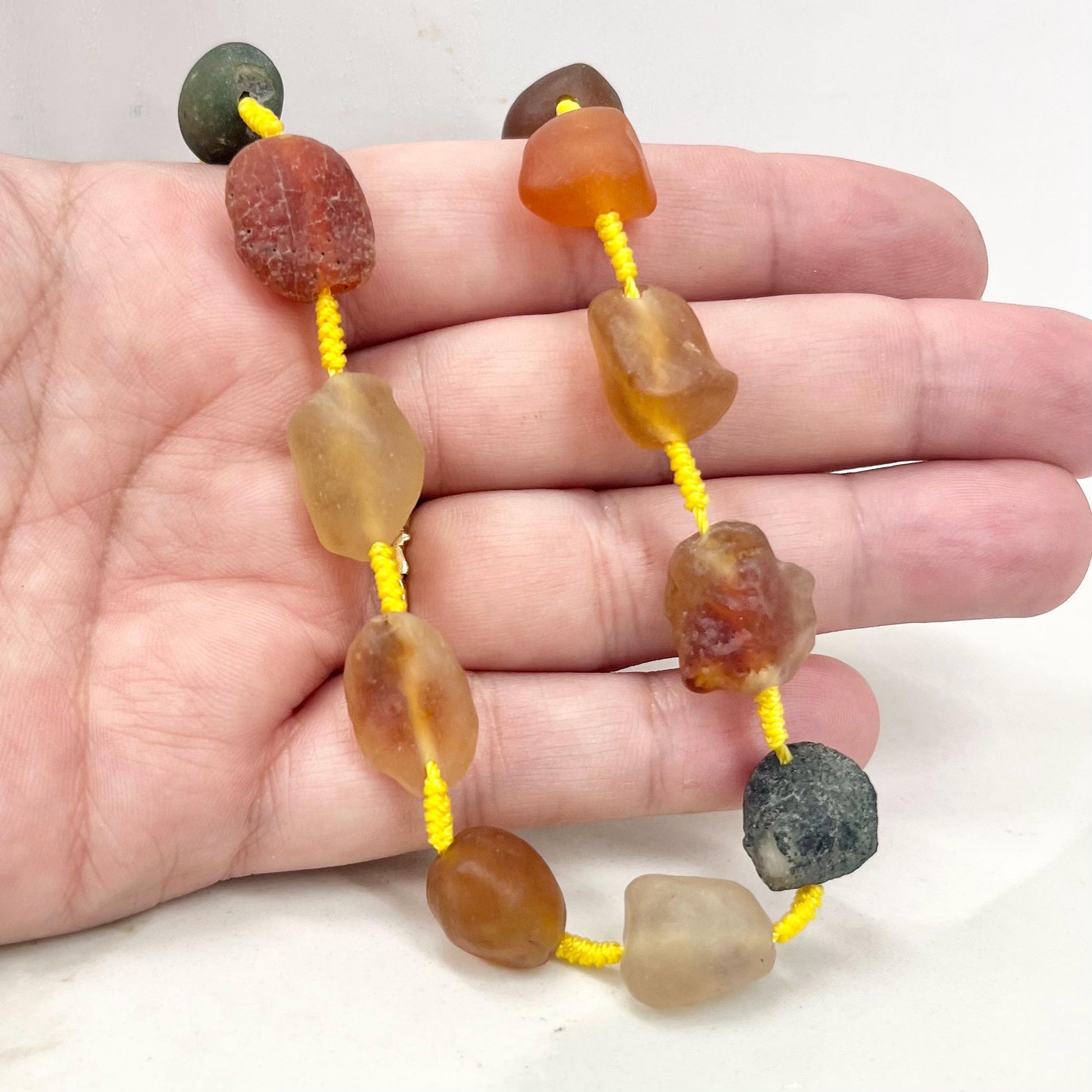 Hand Knotted Desert Gobi Agate Bead Gold Plated Chain Necklace - Milly Oliver Design MillyOliverVintage