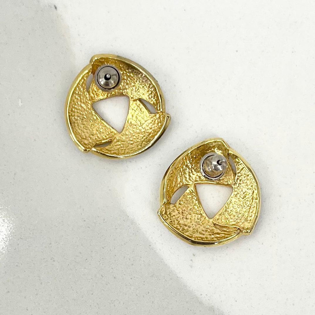 Vintage Gold Tone Purple Enamel Earrings for Pierced Ears 1980’s - 1990’s MillyOliverVintage