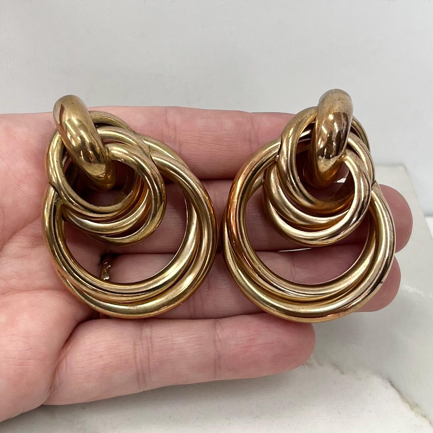 Huge Oversized Vintage Gold Tone Knot Earrings for Pierced Ears 1980’s - 1990’s MillyOliverVintage