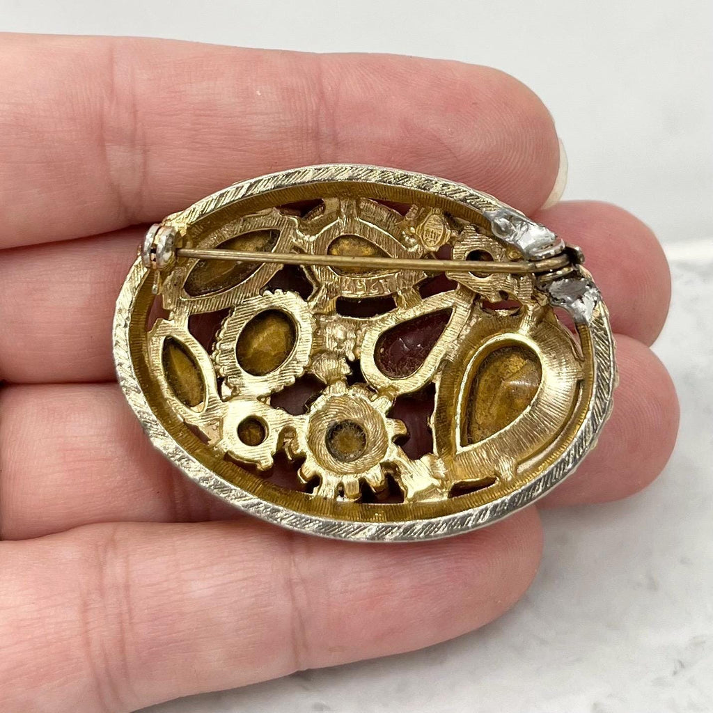Vintage Sphinx Gold Tone Brooch Large Multi Stone Design Contempory Costume Jewellery Statement Piece MillyOliverVintage