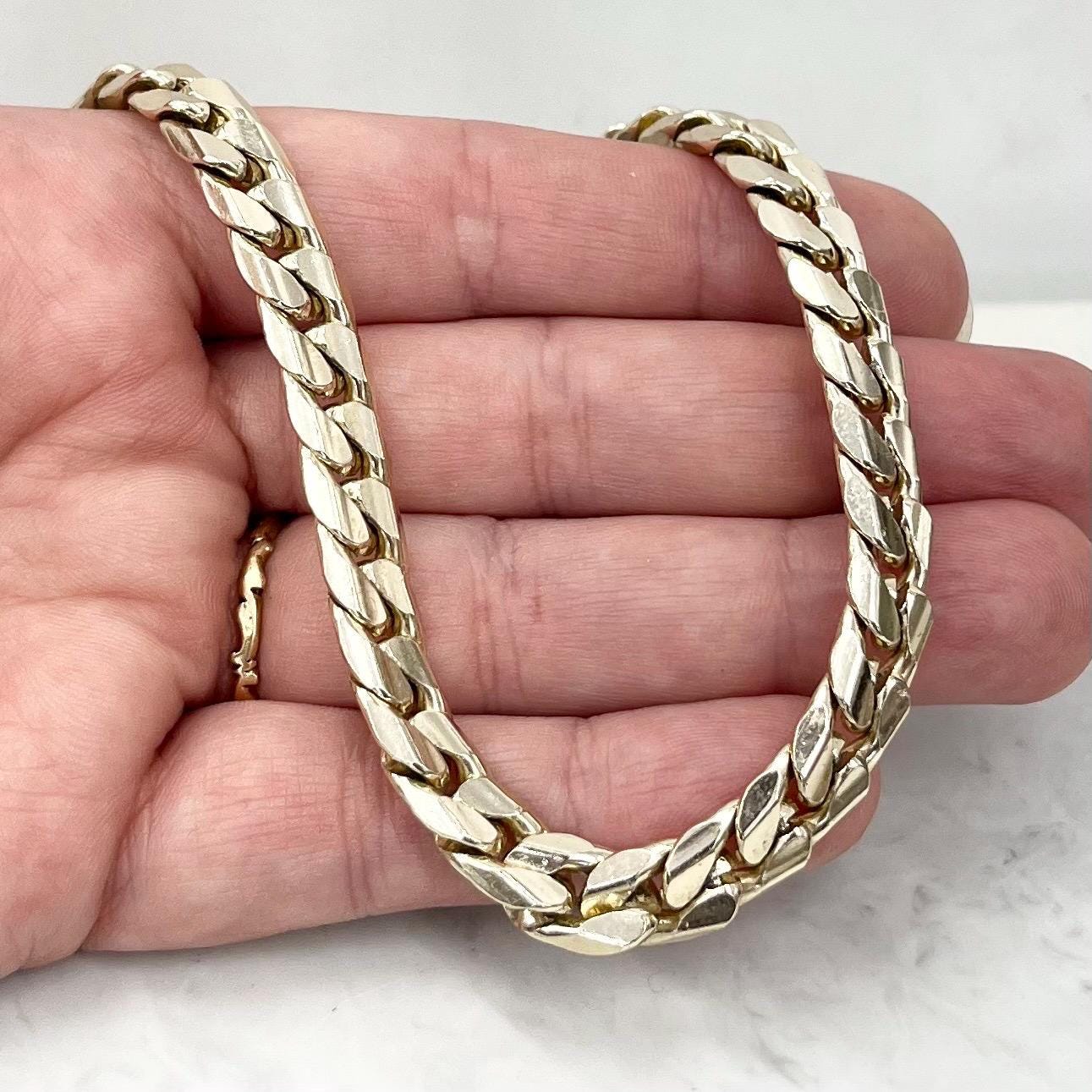 Vintage 19” Long Gold Plated Textured Flat Curb Chain Necklace 1980’s Statement Chain 8mm MillyOliverVintage