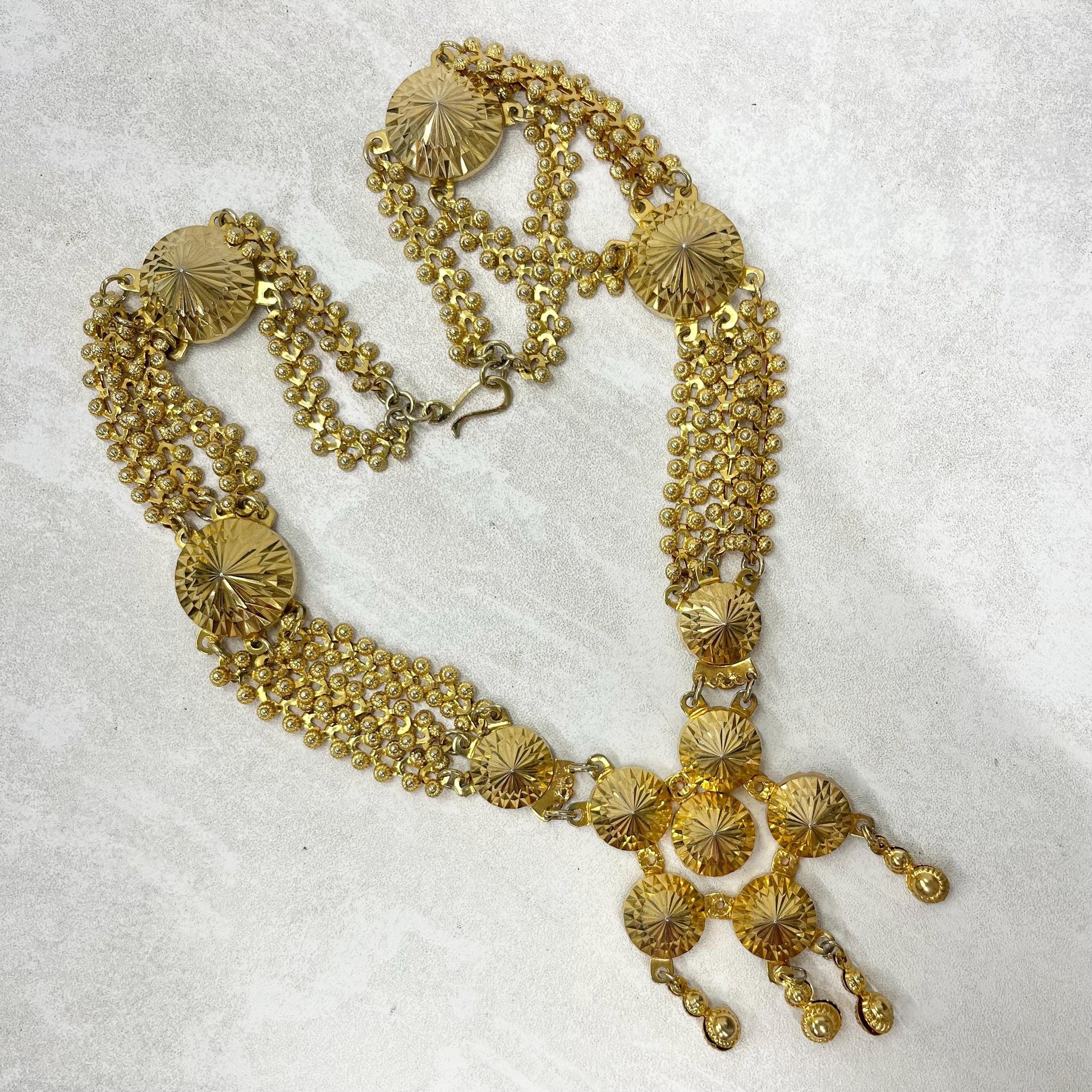 Vintage Indian Style Gold Plated Statement Chain Collar Necklace 1980’s Statement Power Dressing MillyOliverVintage