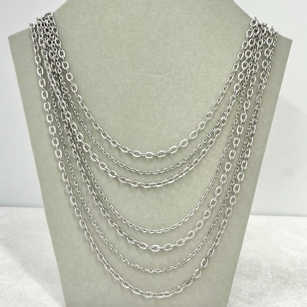 Vintage Avon Silver Plated Multi Strand Waterfall Graduated Necklace with Seven Textured Chains 1970’s - 1980’s MillyOliverVintage