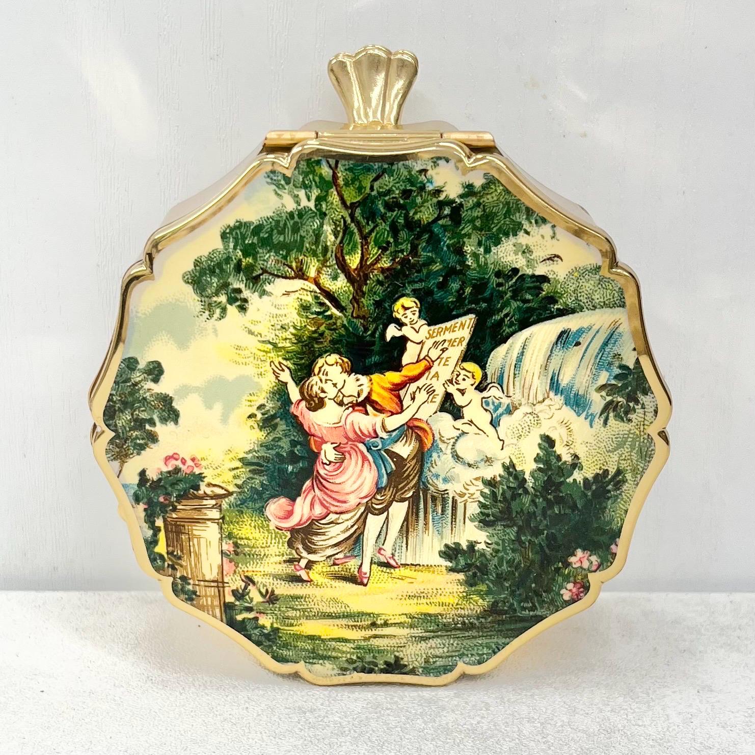 Vintage Renaissance Style Stratton Gold Tone Lidded Trinket Pot MillyOliverVintage