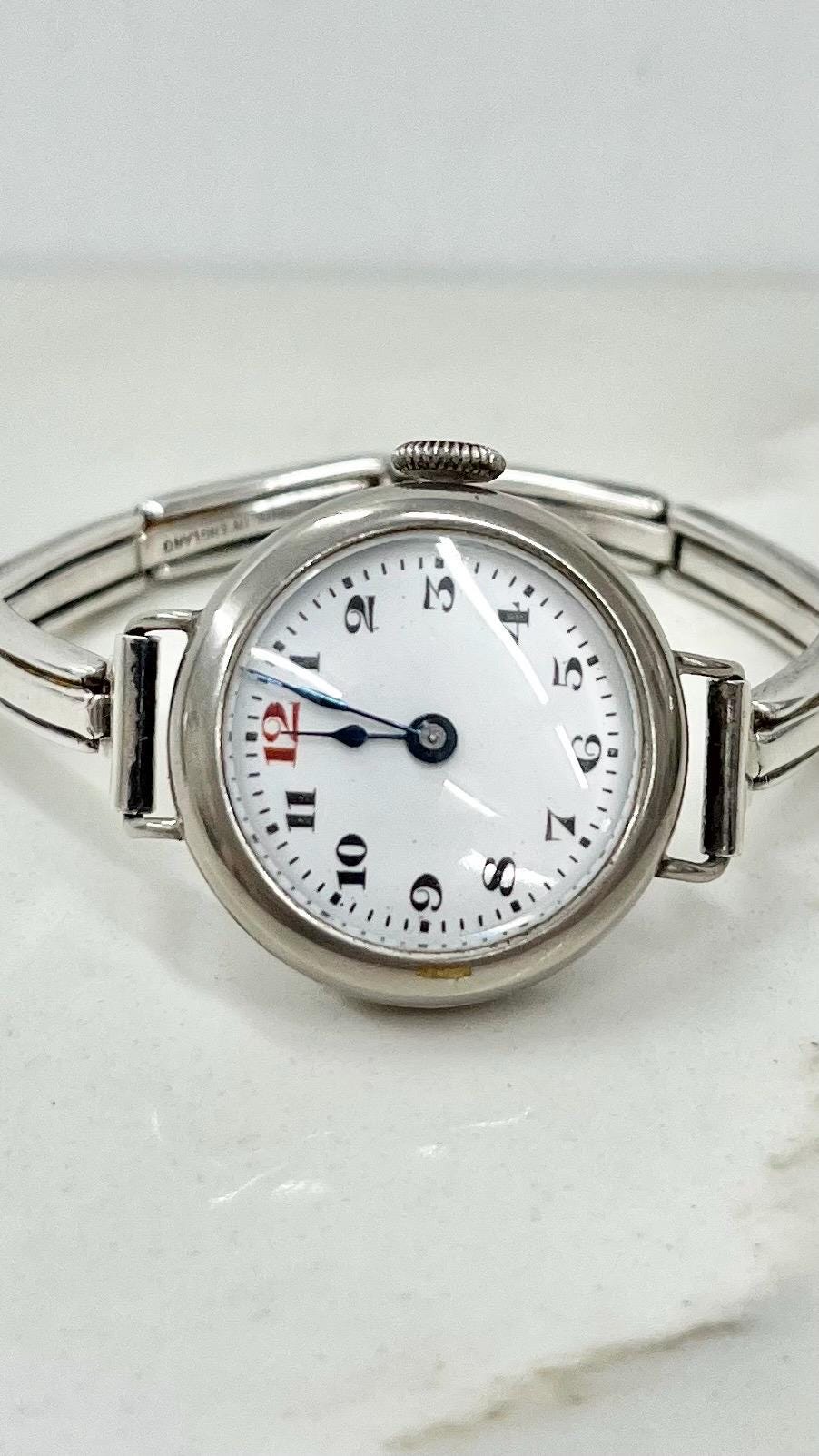 Vintage Ladies Art Deco Sterling Silver Strap Mechanical Watch Swiss Works MillyOliverVintage