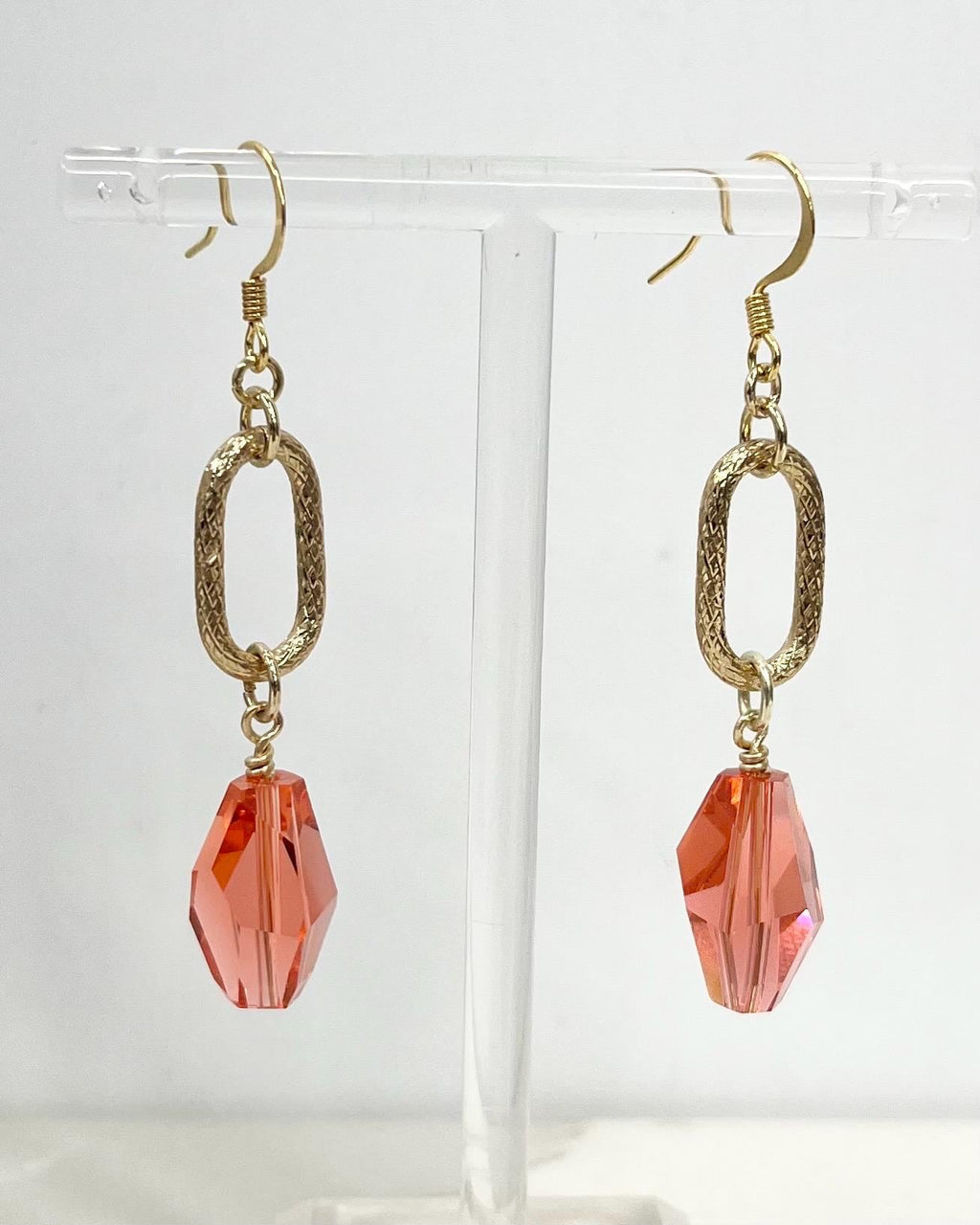 Faceted Crystal Swarovski Polygon Bead Drop Earrings Gold Plate Handmade Choice of Colours MillyOliverVintage