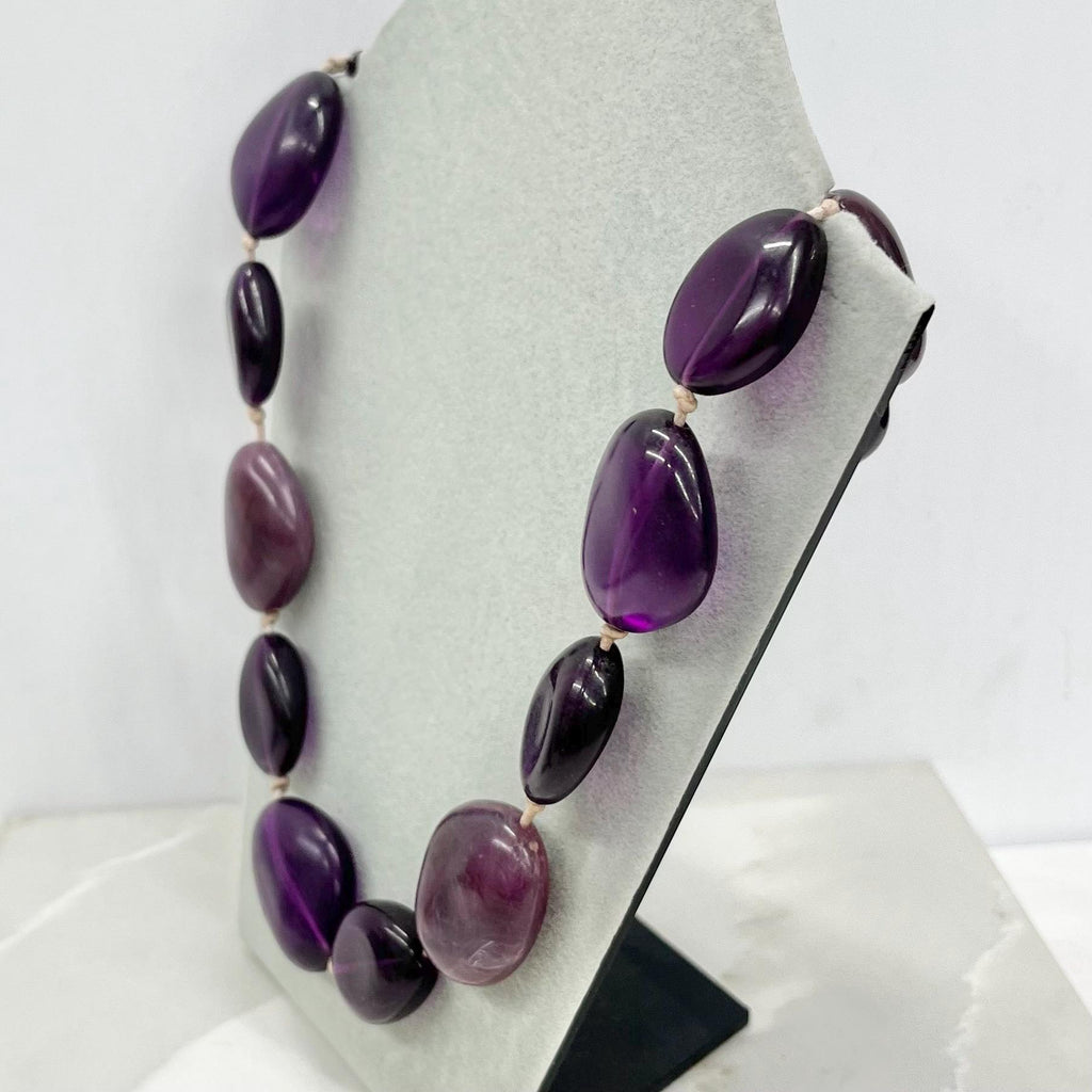 Vintage Amethyst Acrylic / Plastic Chunky Pebble Bead Necklace 20” Long with a 2” Extender Chain MillyOliverVintage