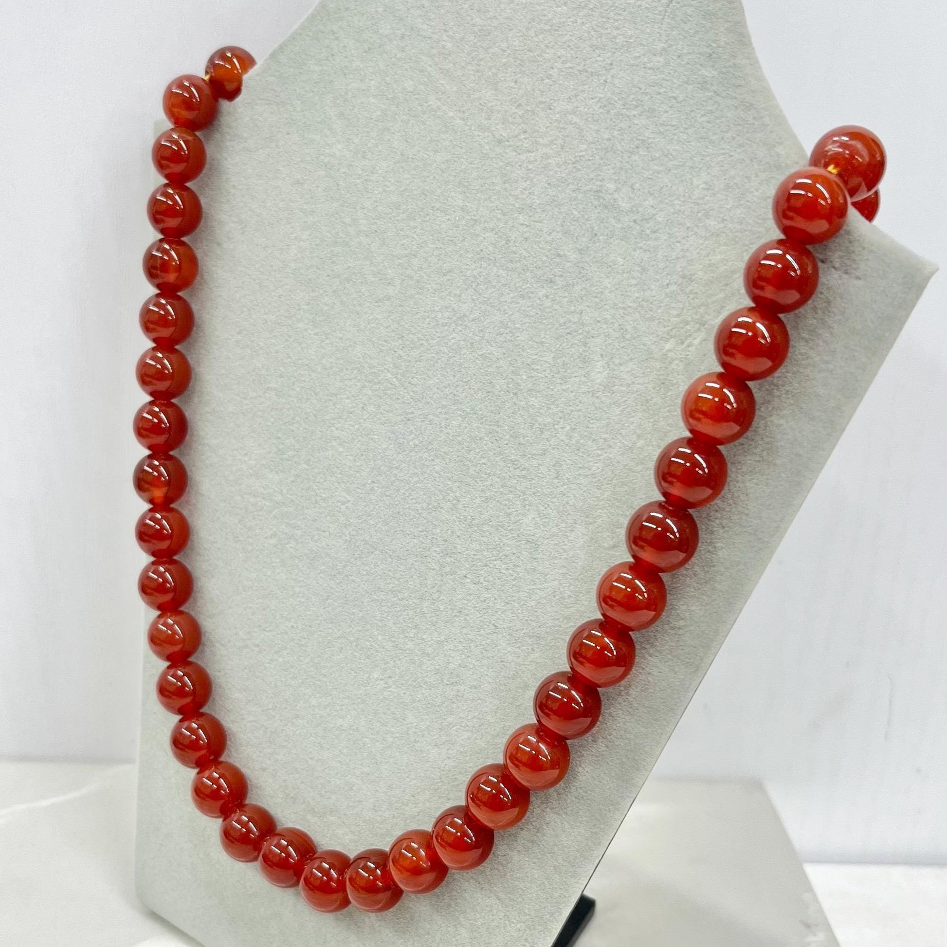 Vintage Red / Orange Carnelian Round Beaded Necklace Long 21” MillyOliverVintage